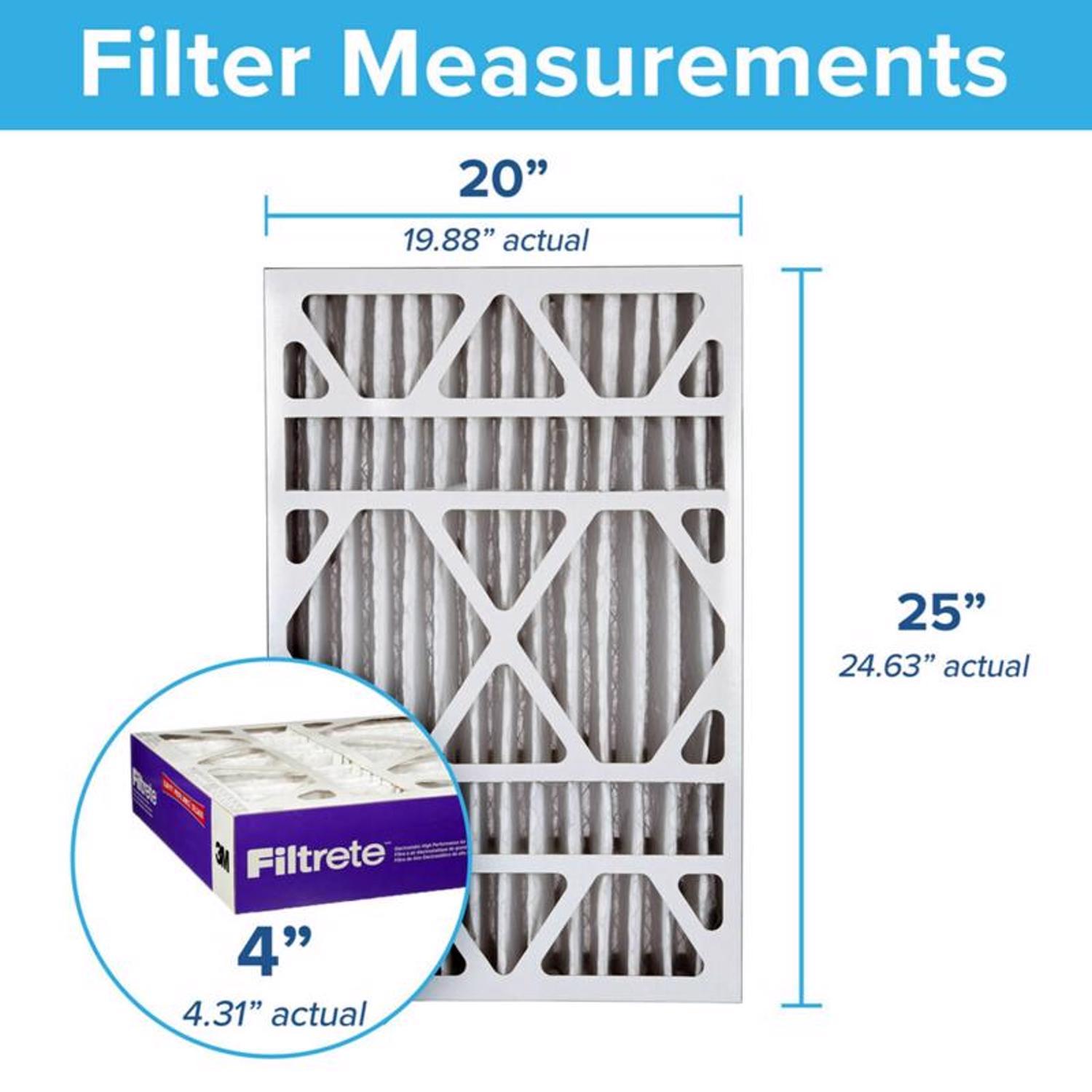 Filtrete 20 in. W X 25 in. H X 4 in. D Polyester 12 MERV Pleated Allergen Air Filter 1 pk
