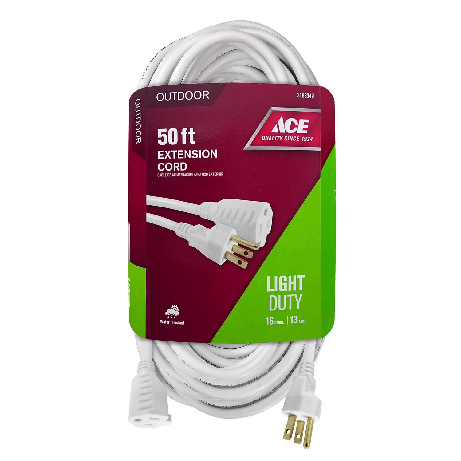 Ace Outdoor 50 ft. L White Extension Cord 16/3 SJTW