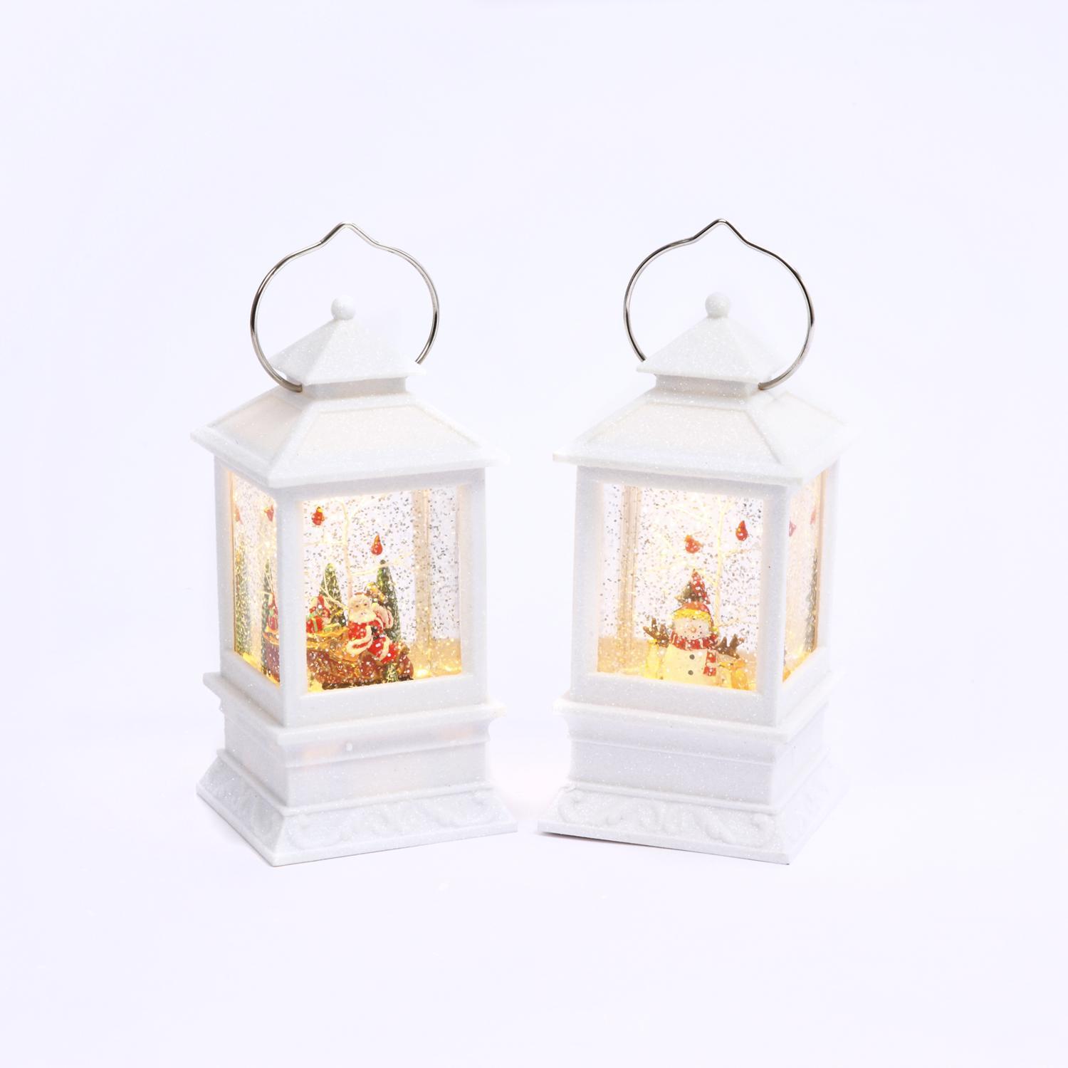 Gerson White Spinning Water Globe Lantern 8.5 in.