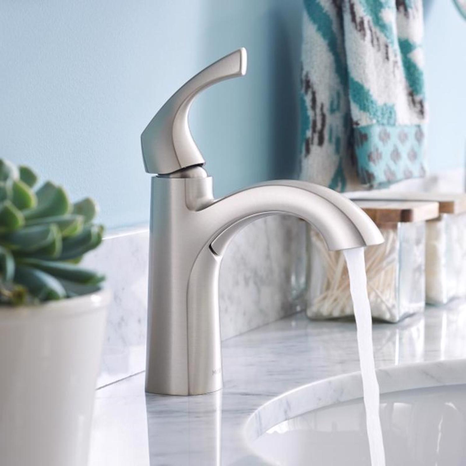 Moen Lindor Brushed Nickel Transitional Bathroom Faucet 4 in.