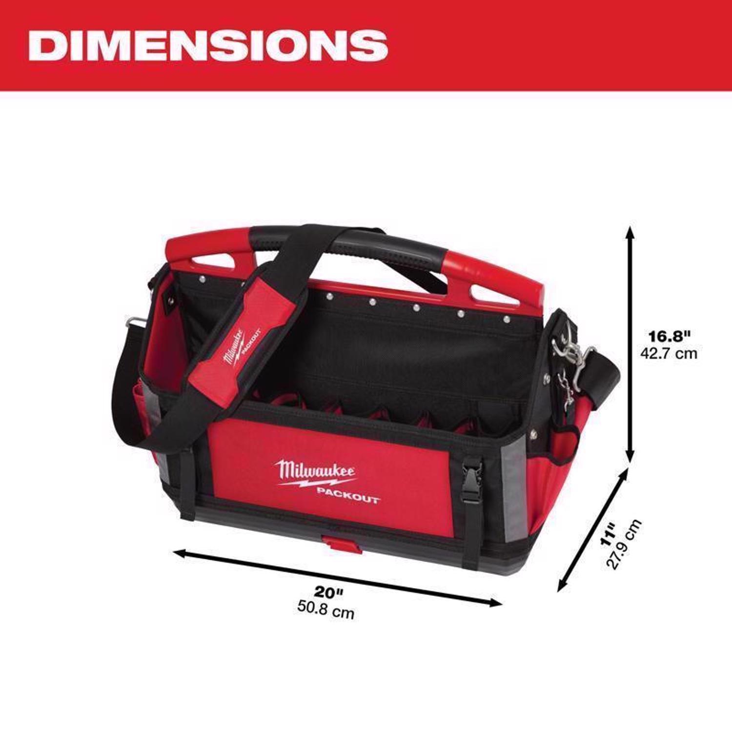 Milwaukee Packout Ballistic Polyester 20" Tool Tote 32 pocket Black/Red 1 pc