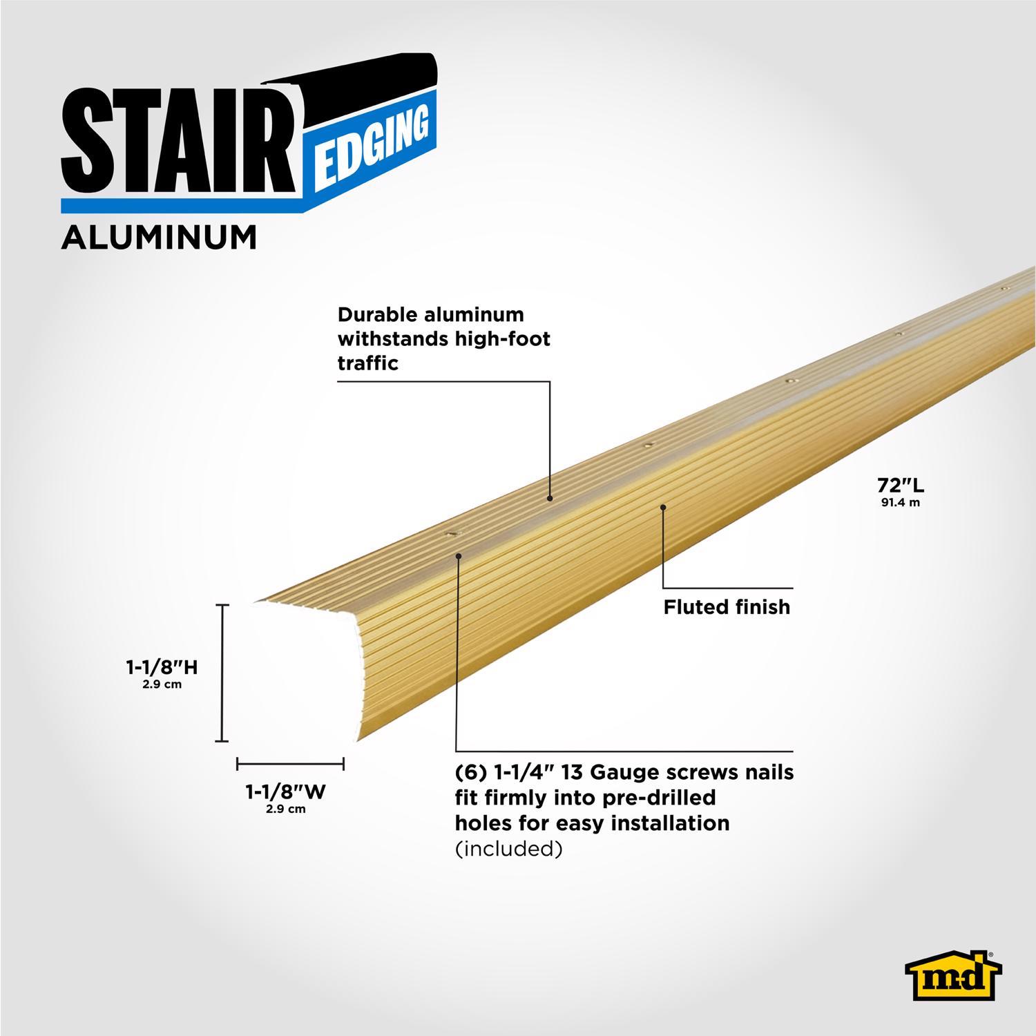 M-D Building Products 1.125 in. H X 1.125 in. W X 72 in. L Satin Brass Aluminum Stair Edge