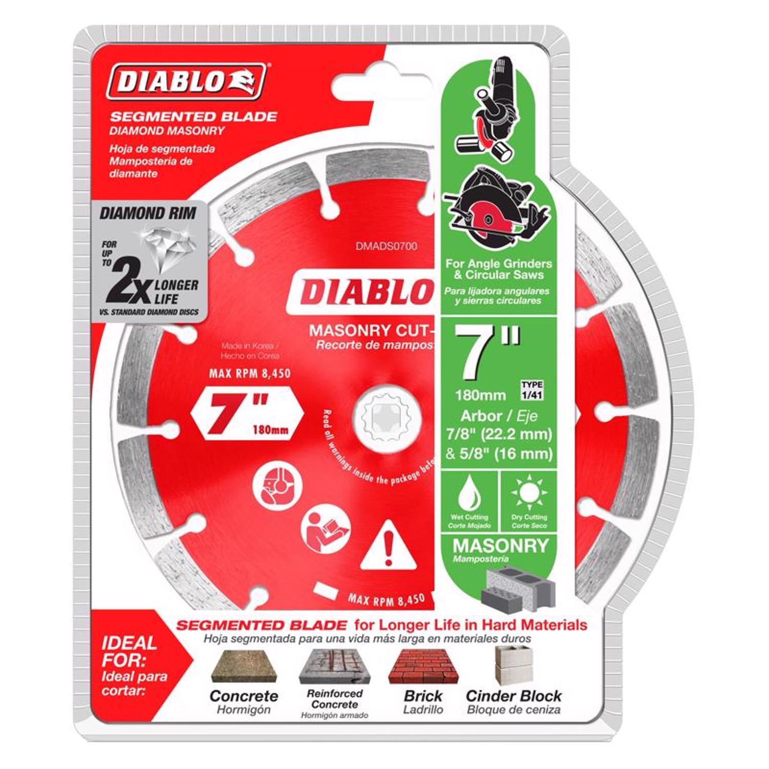 Diablo 7 in. D X 7/8 in. X.094 in. thick Diamond Masonry Cut-Off Disc 1 pk