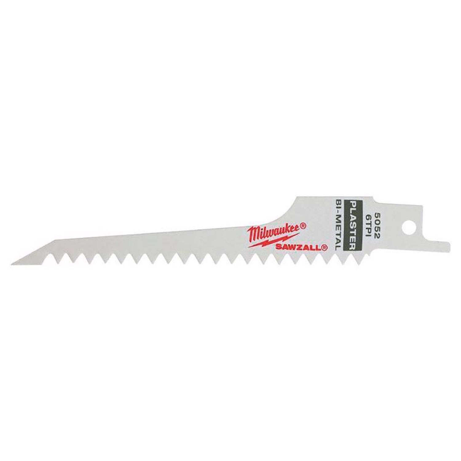 Milwaukee Sawzall 5 in. Bi-Metal Plaster Reciprocating Saw Blade 6 TPI 5 pk