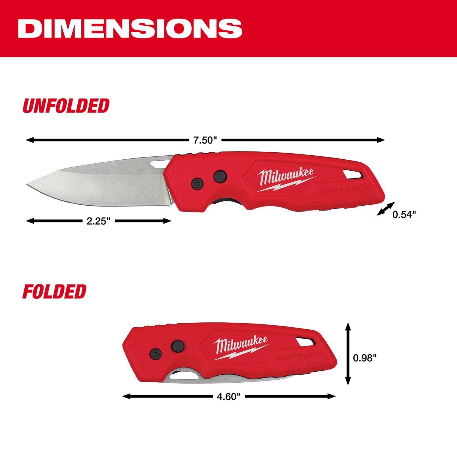 Milwaukee Fastback 7.5 in. Press and Flip Folding Pocket Knife Red 1 pc