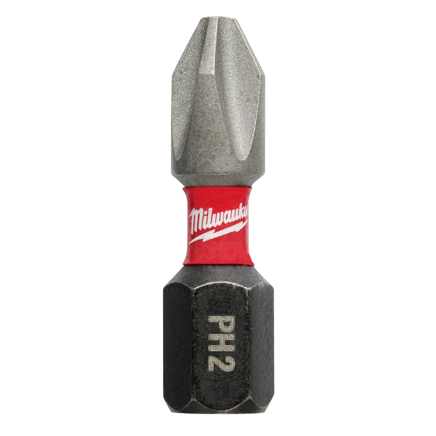 Milwaukee Shockwave Phillips #2 in. drive X 1 in. L Impact Insert Bit Alloy Steel 15 pc