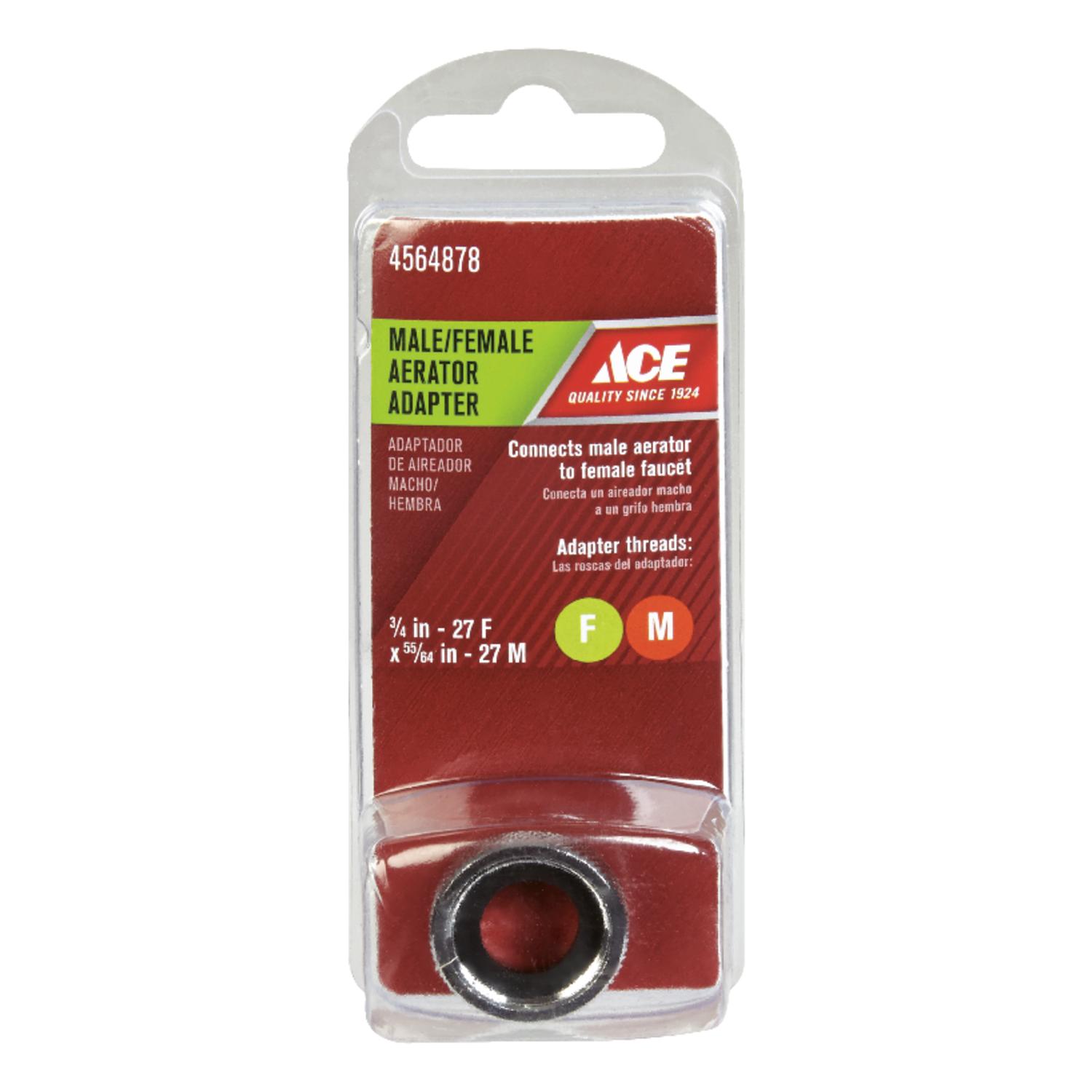 Ace Dual Thread 3/4 in.-27F x 55/64 in.-27M Chrome Plated Aerator Adapter