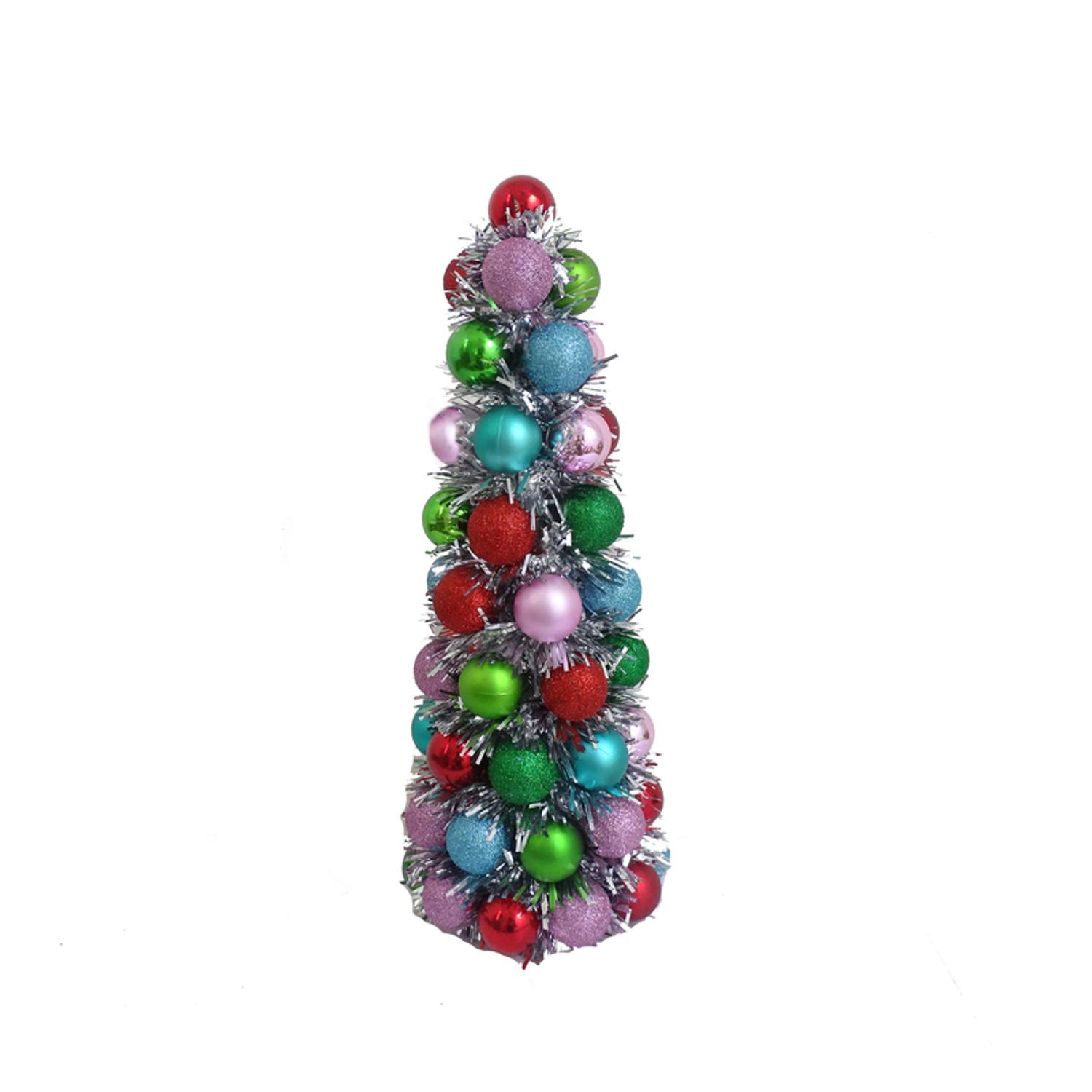 FC Young Assorted Glitter Ball Cone Christmas Tree 18 in.
