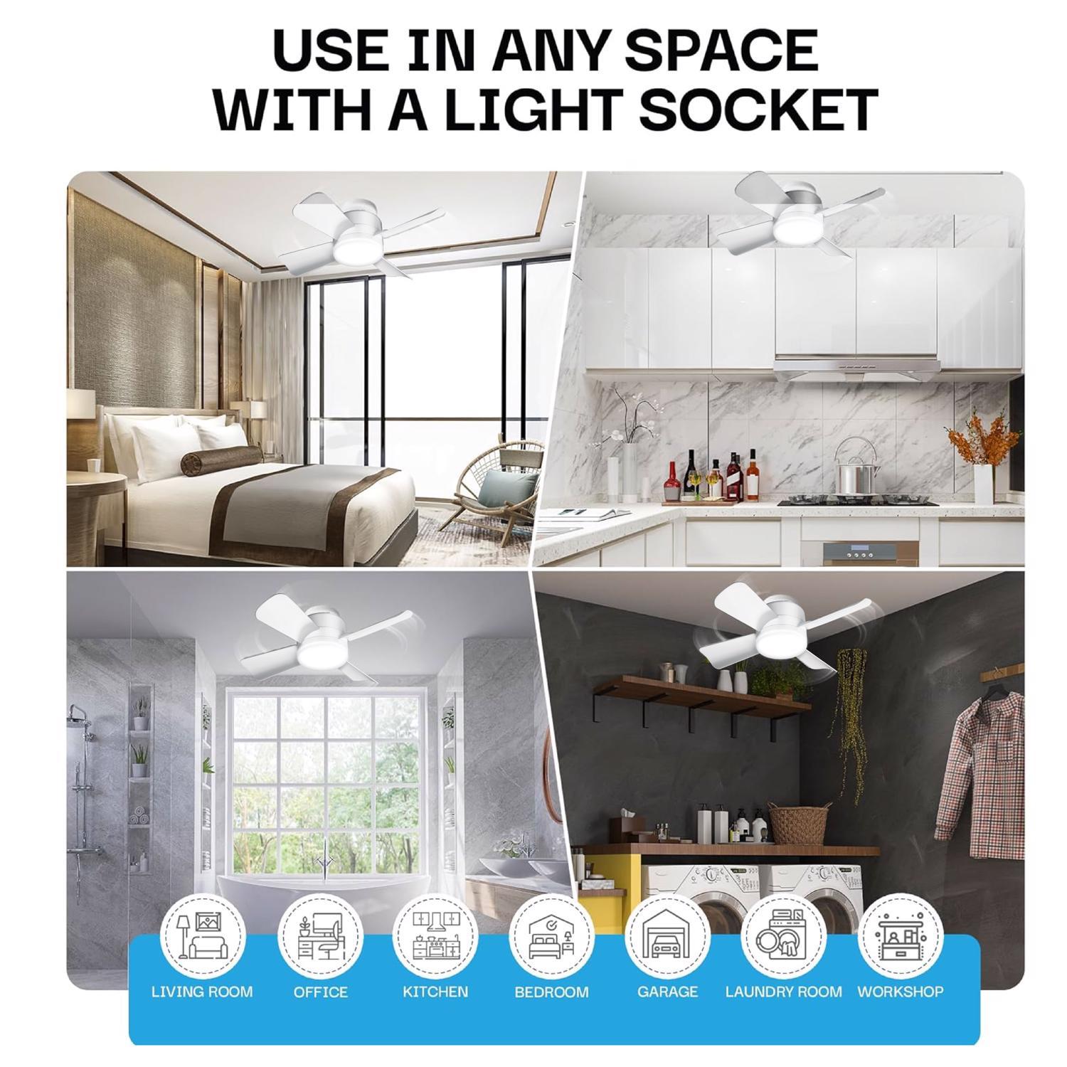 Bell & Howell 15 in. Matte White LED Indoor Socket Fanlight tetsfasaas