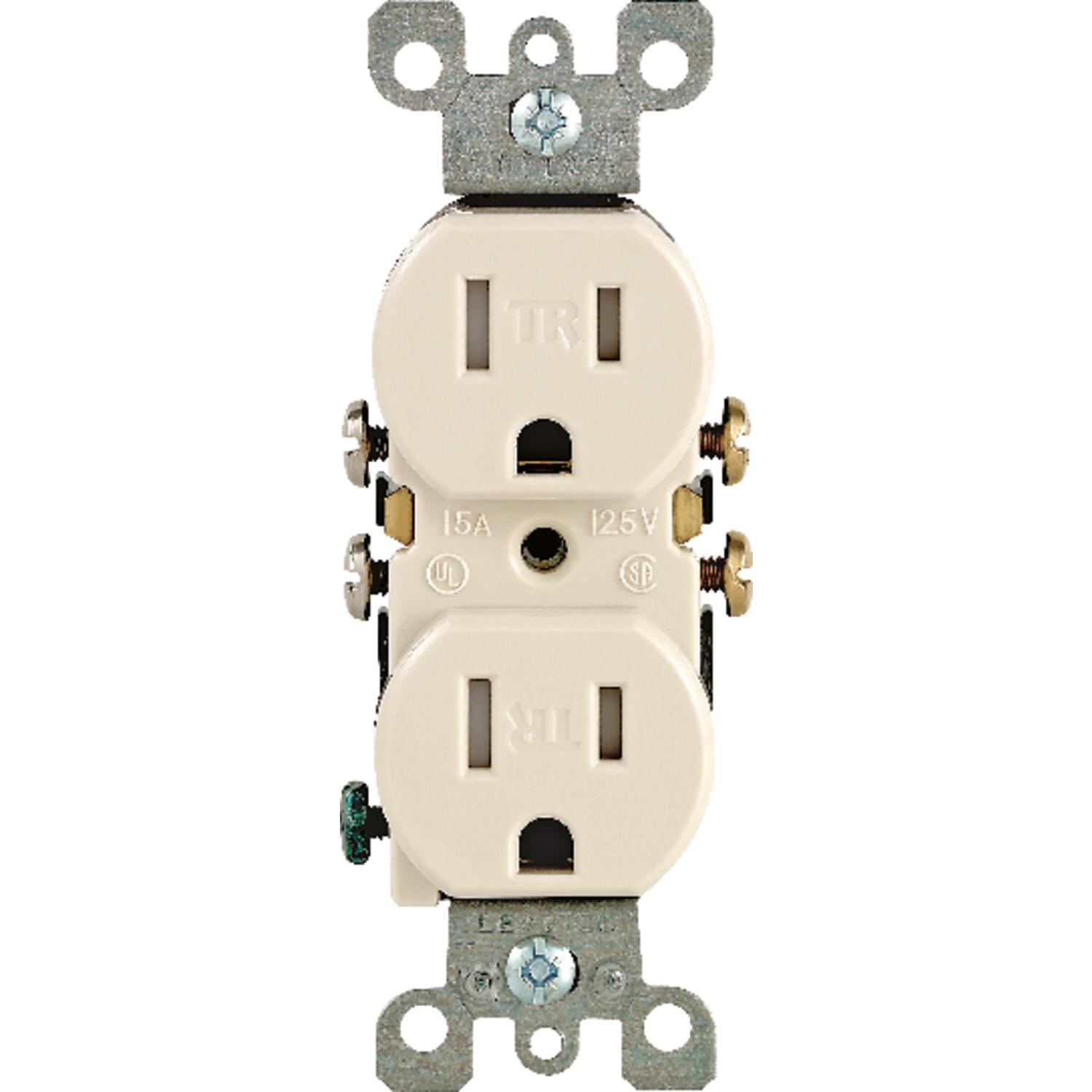Leviton 15 amps 125 V Duplex Light Almond Outlet 5-15R 1 pk