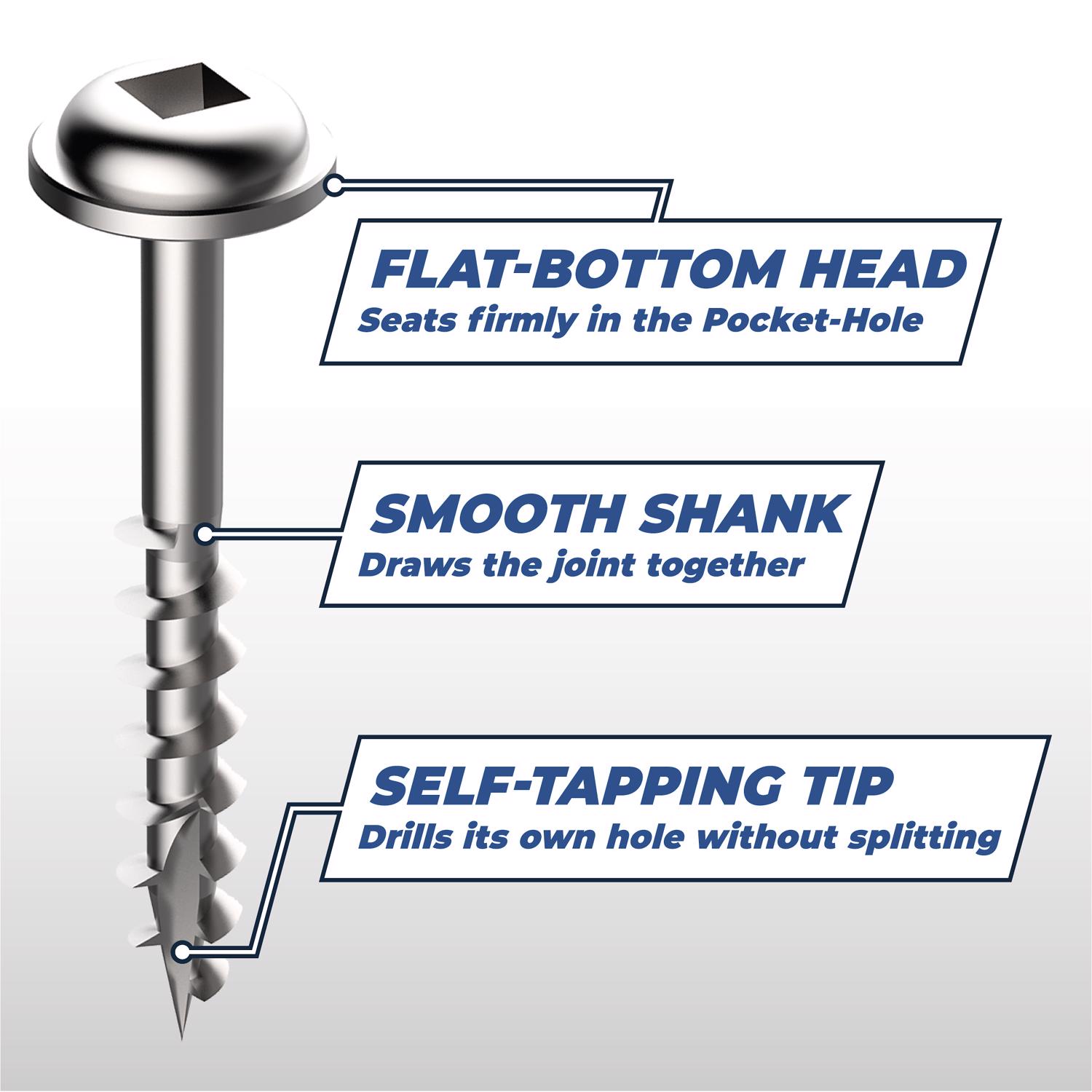 Kreg No. 8 X 2 in. L Square Zinc-Plated Pocket-Hole Screw 50 pk