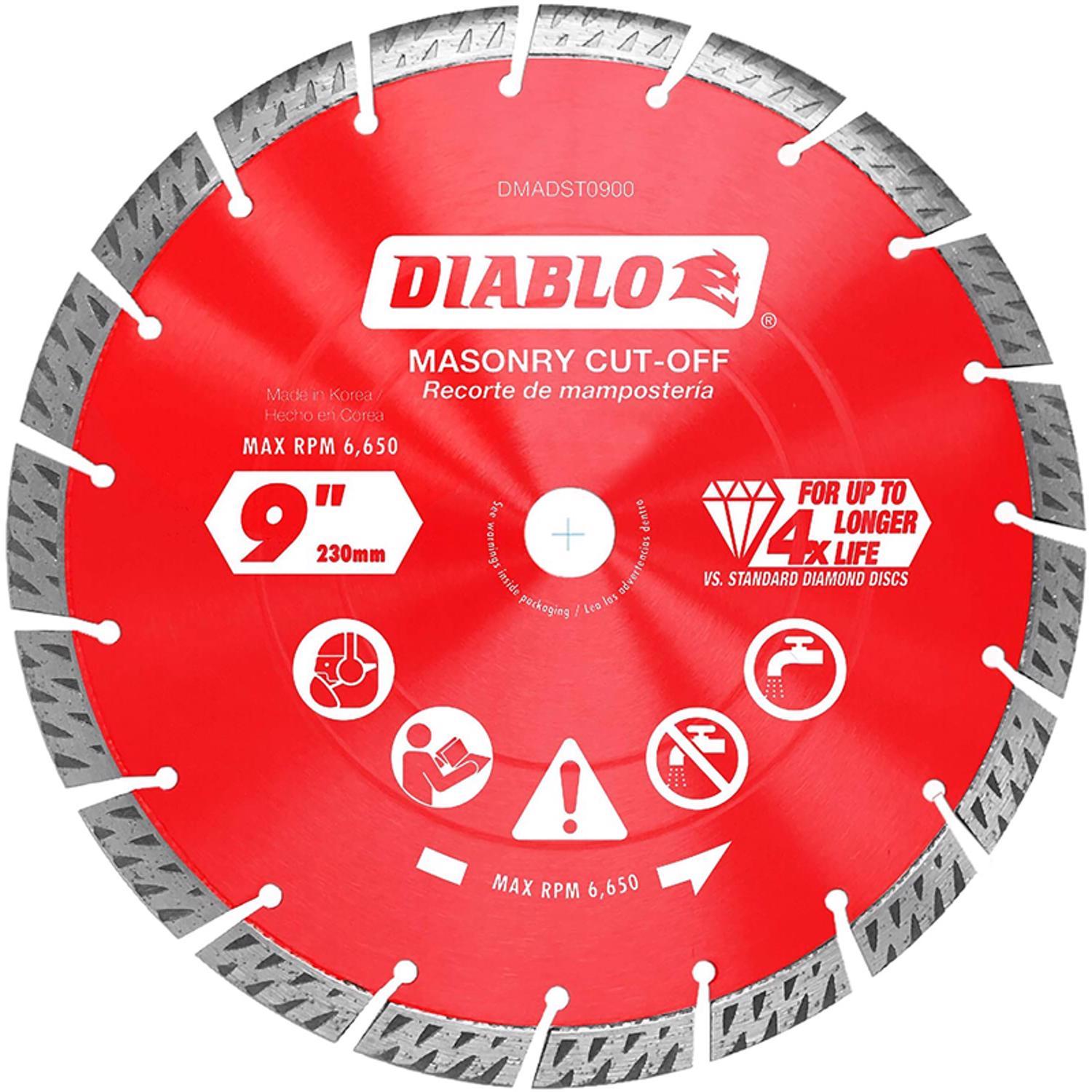 Diablo 9 in. D X 7/8 in. X.102 in. thick Diamond Turbo Rim Masonry Cut-Off Disc