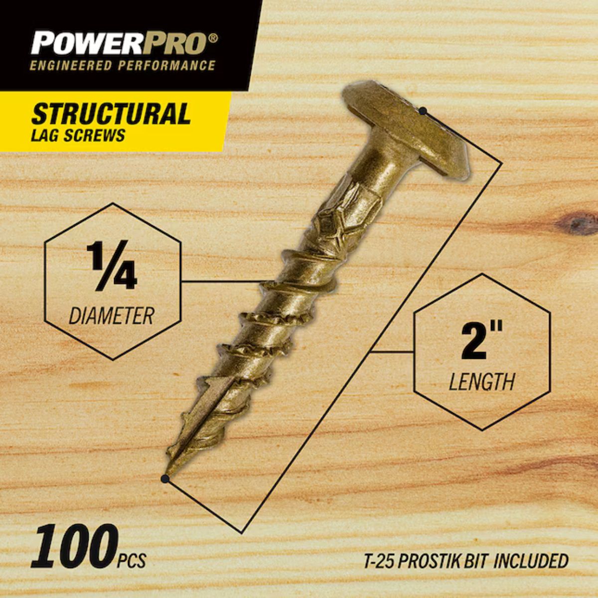 Power Pro 1/4-in x 2-in Epoxy Exterior Structural wood screws 100 Pieces