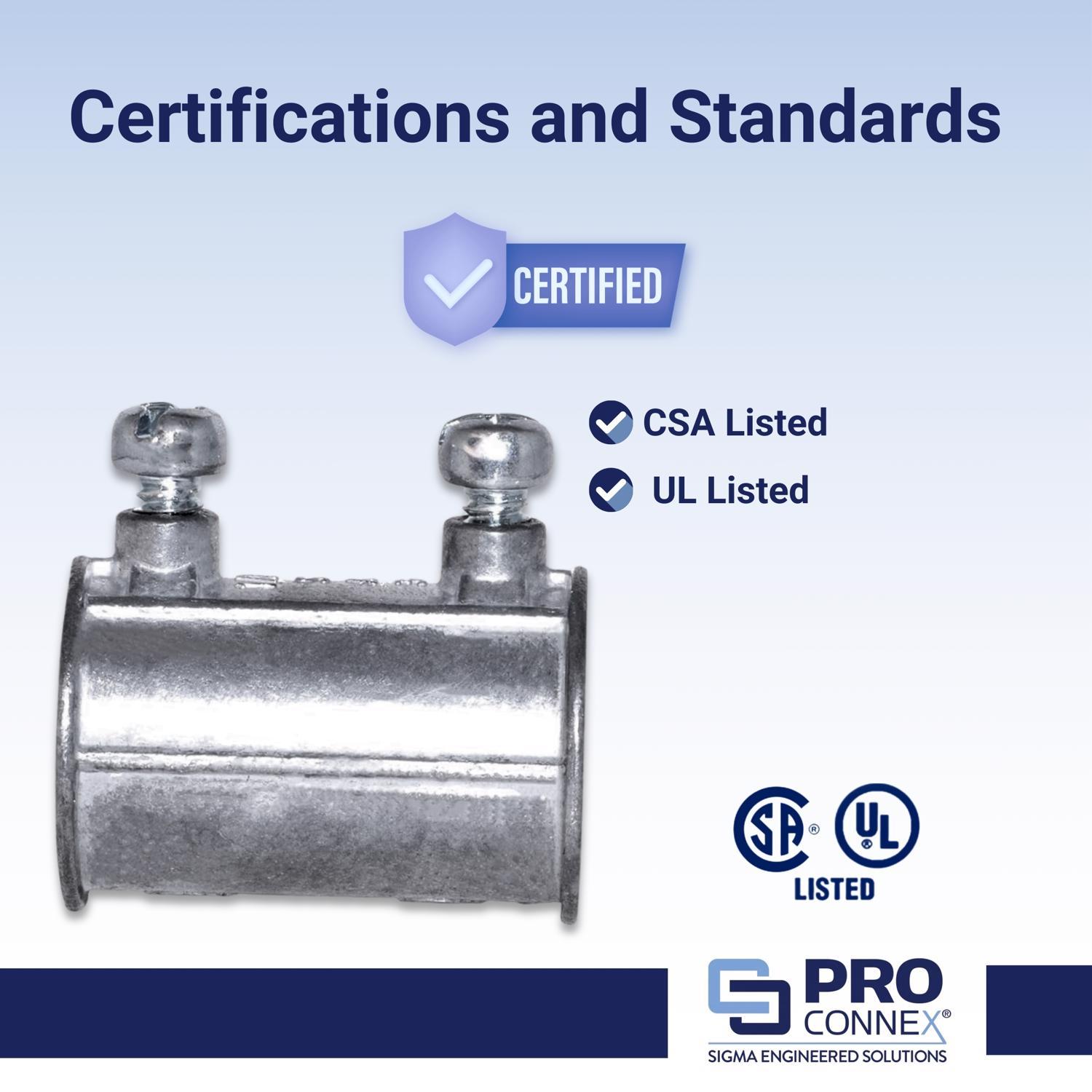 Sigma Engineered Solutions ProConnex 1/2 in. D Die-Cast Zinc Set Screw Coupling For EMT 50 pk