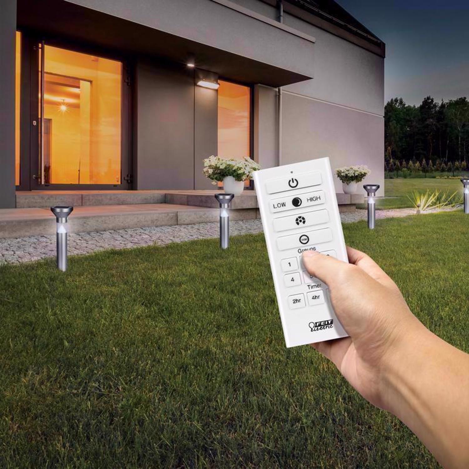Feit OneSync Brushed Nickel Solar Powered 0.4 W LED Bollard Light 1 pk