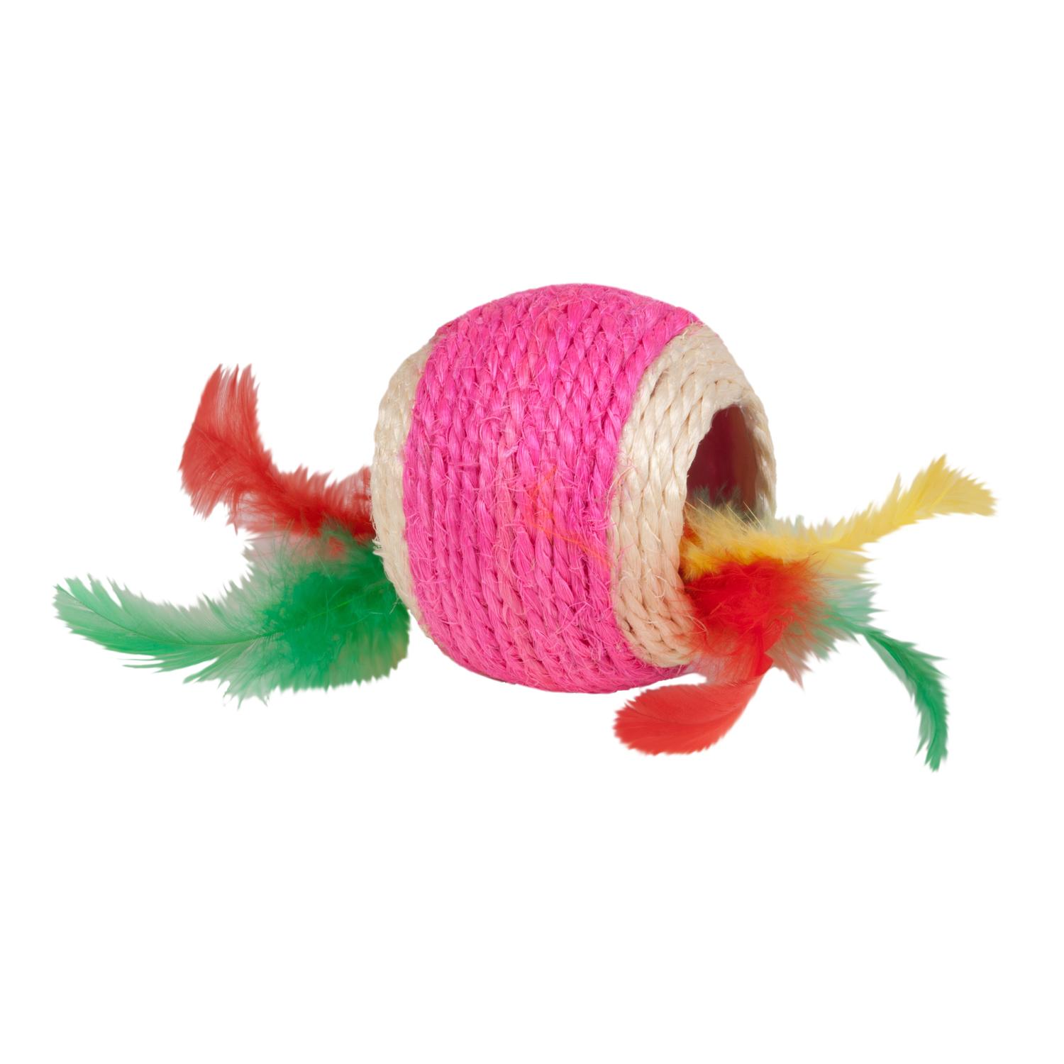 Kylies Brights For Cat Assorted Jute Ball with Feather Cat Toy Large 1 pk