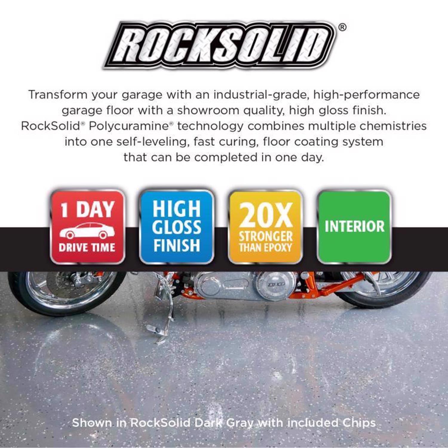 Rust-Oleum RockSolid High-Gloss Dark Gray Solvent-Based Polycuramine Garage Floor Coating Kit 90 oz