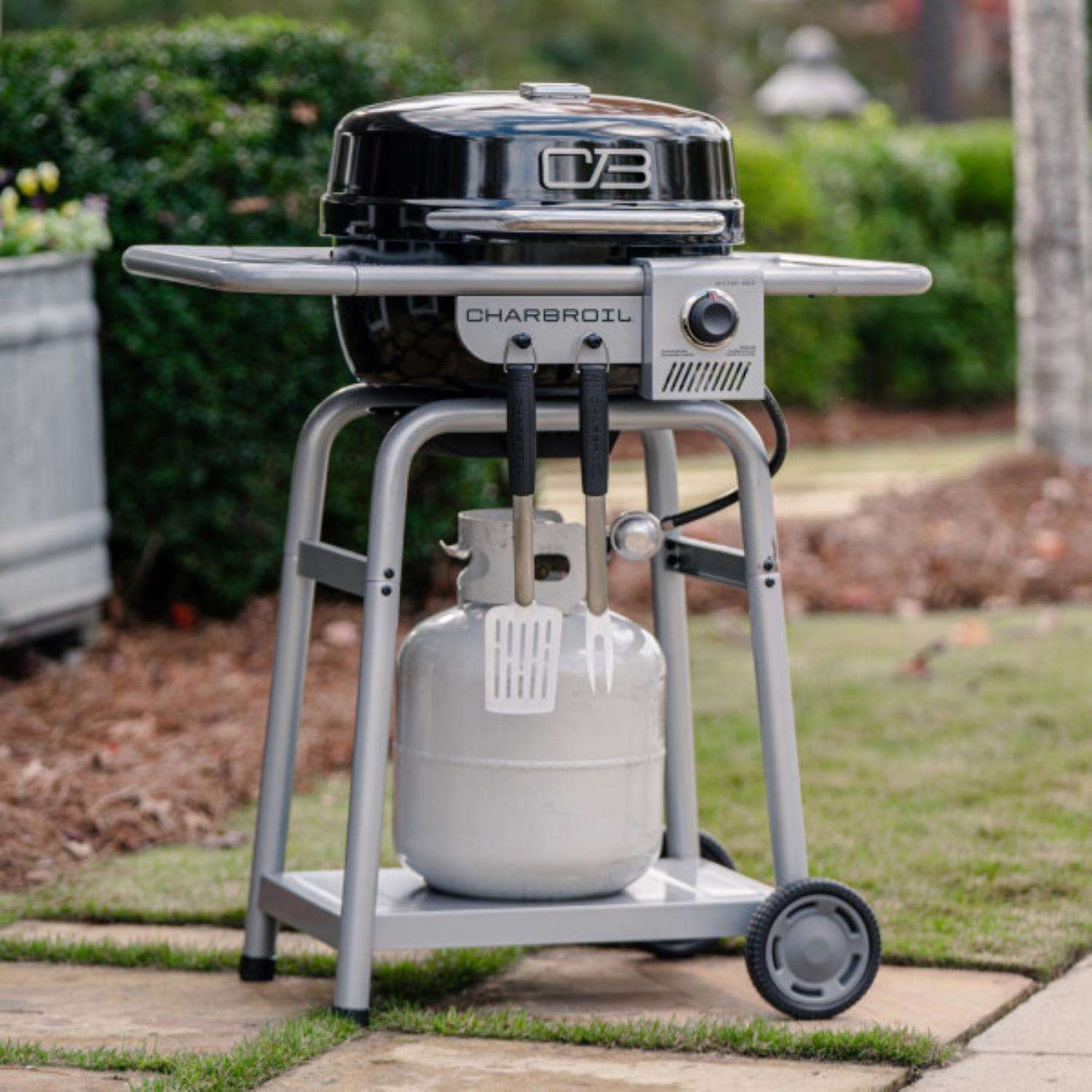 Char-Broil Bistro Pro 1 Burner Charcoal/Liquid Propane Grill Black/Silver