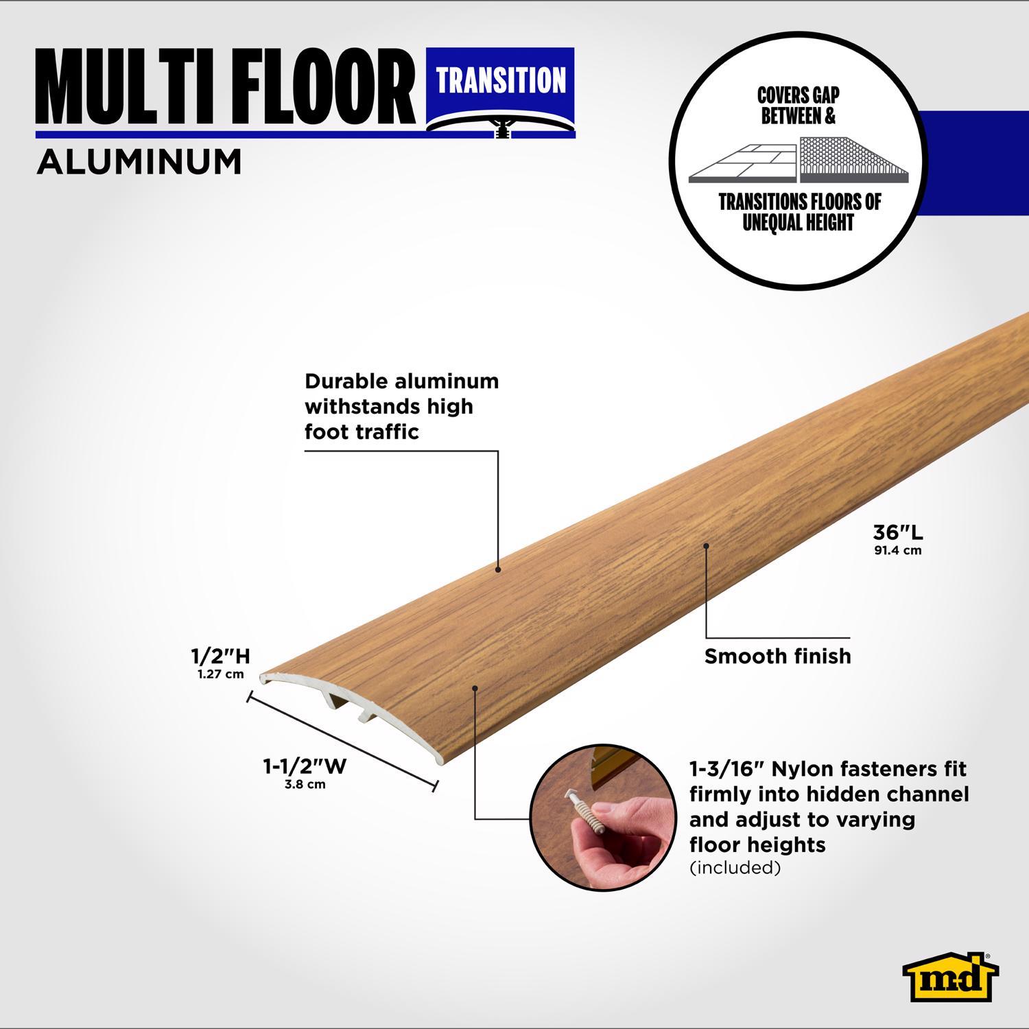 M-D Building Products METAL DECOR 0.5 in. H X 1.5 in. W X 36 in. L Oak Aluminum Floor Transition