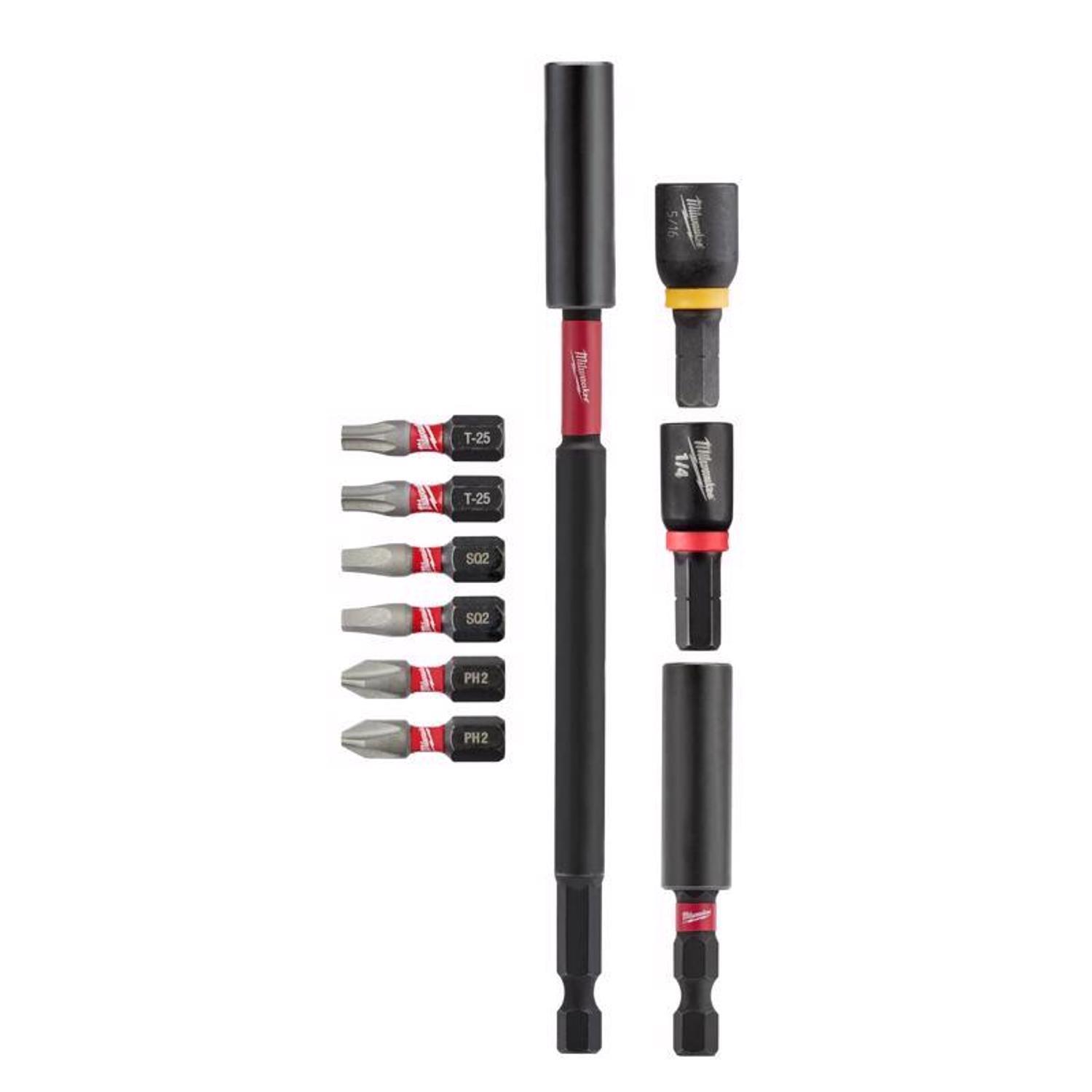 Milwaukee Shockwave Phillips/Square Recess/Torx 6 in. L Impact Insert Bit and Bit Holder Set Steel 1