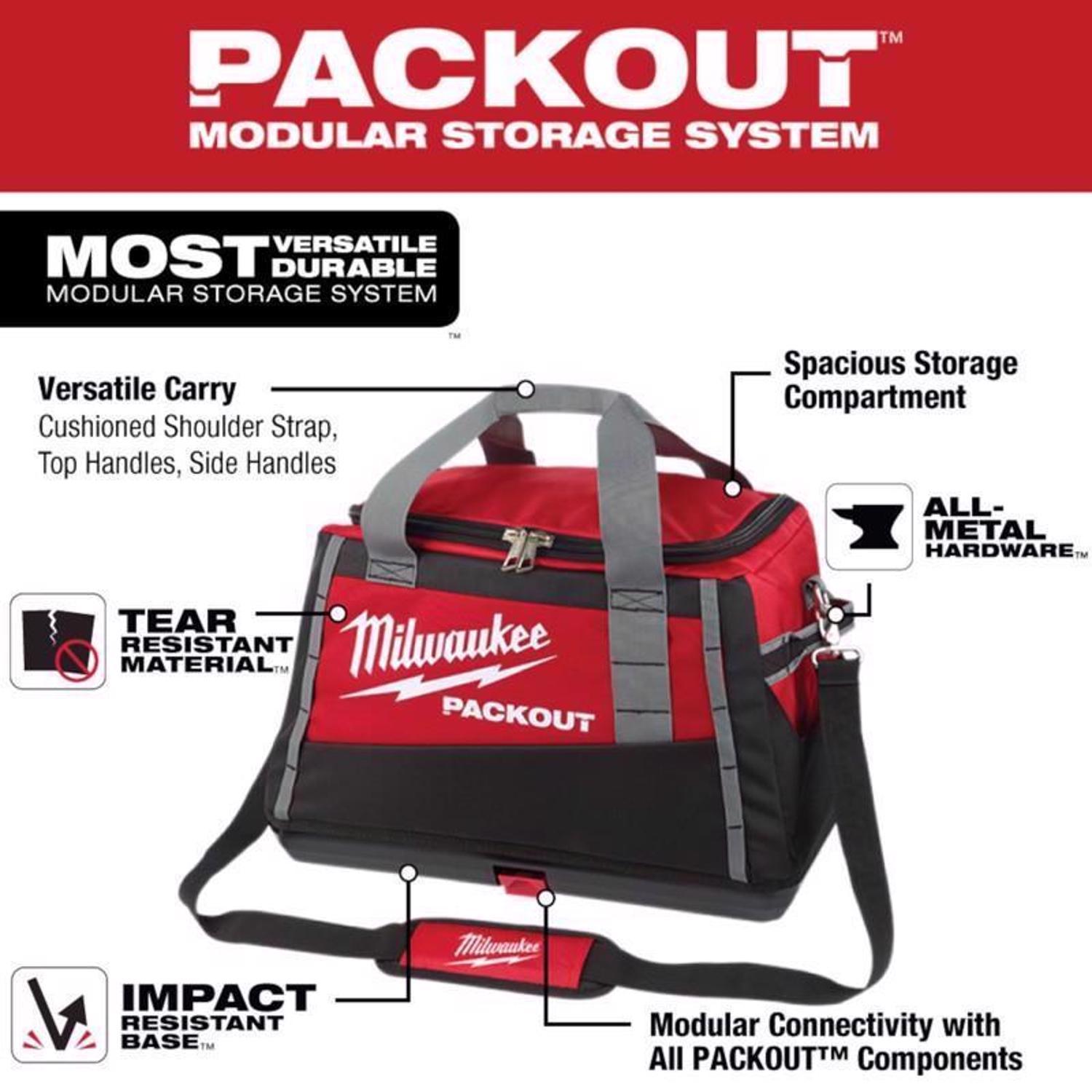 Milwaukee Packout Ballistic Nylon 20" Tool Bag 3 pocket Black/Red 1 pc