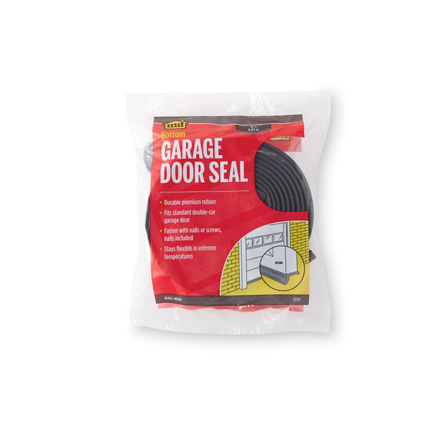 M-D Black Rubber Door Set Seal For Garage Doors 16 ft. L X 1 in.