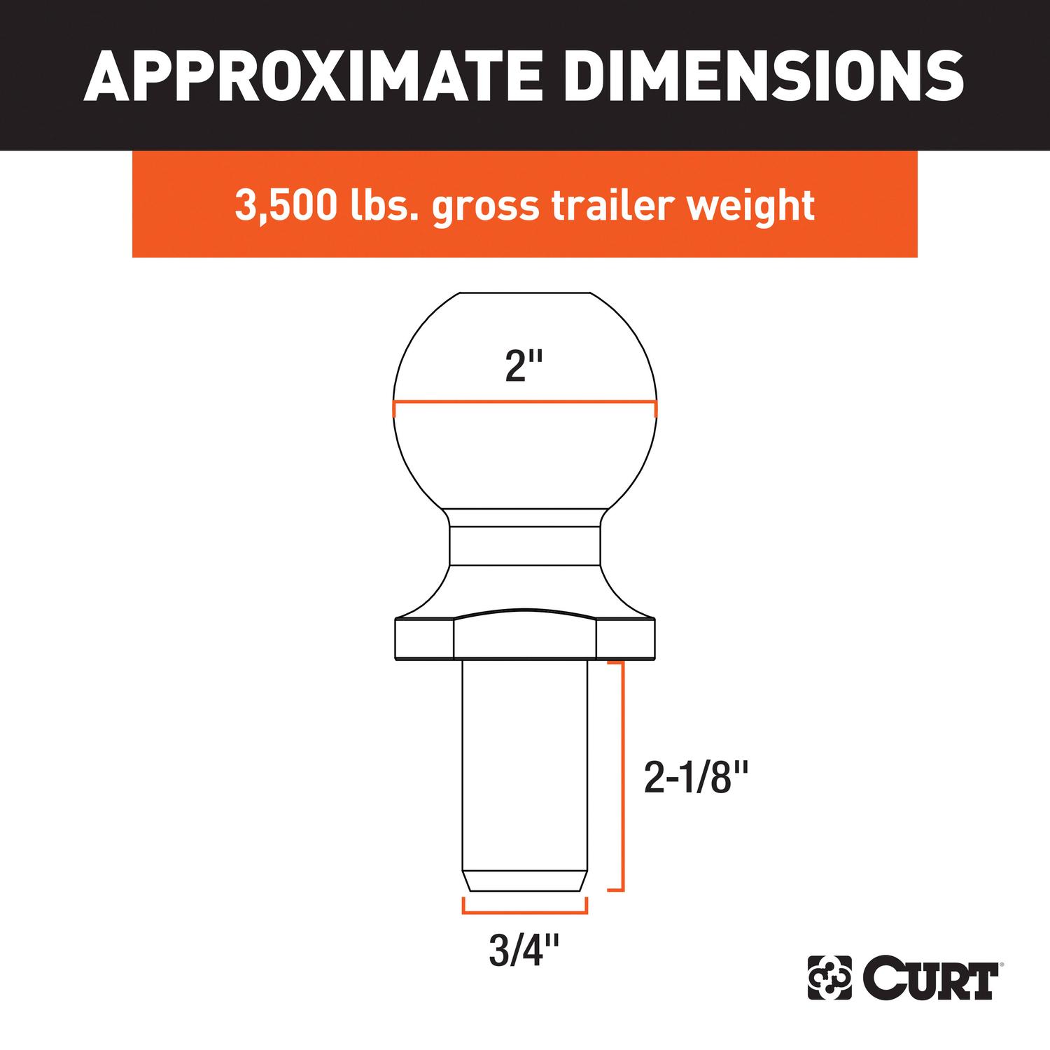 CURT 3500 lb. cap. 2 in. Hitch Ball