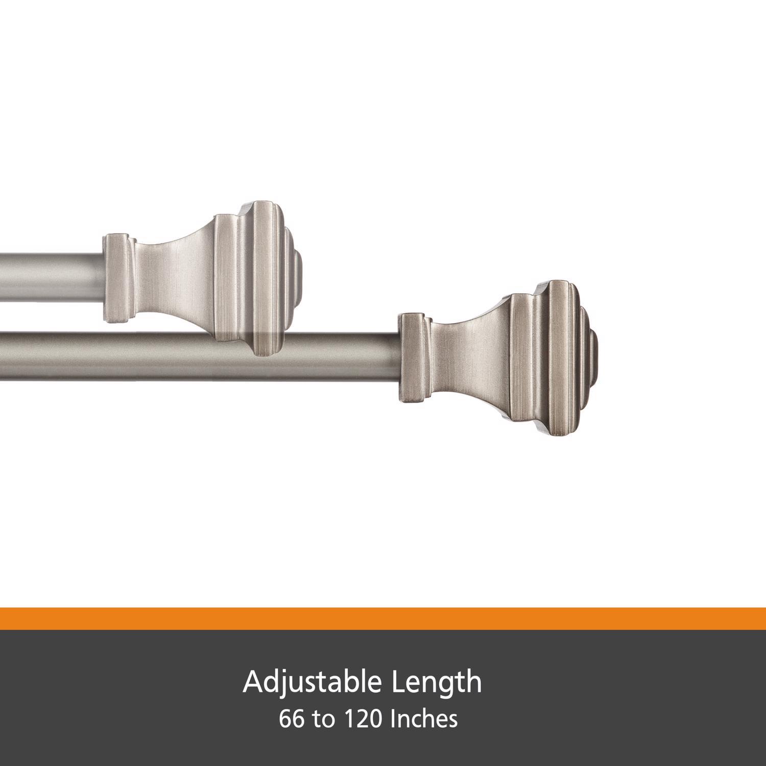 Kenney Fast Fit Pewter Silver Modern/Contemporary Curtain Rod 66 in. L X 120 in. L