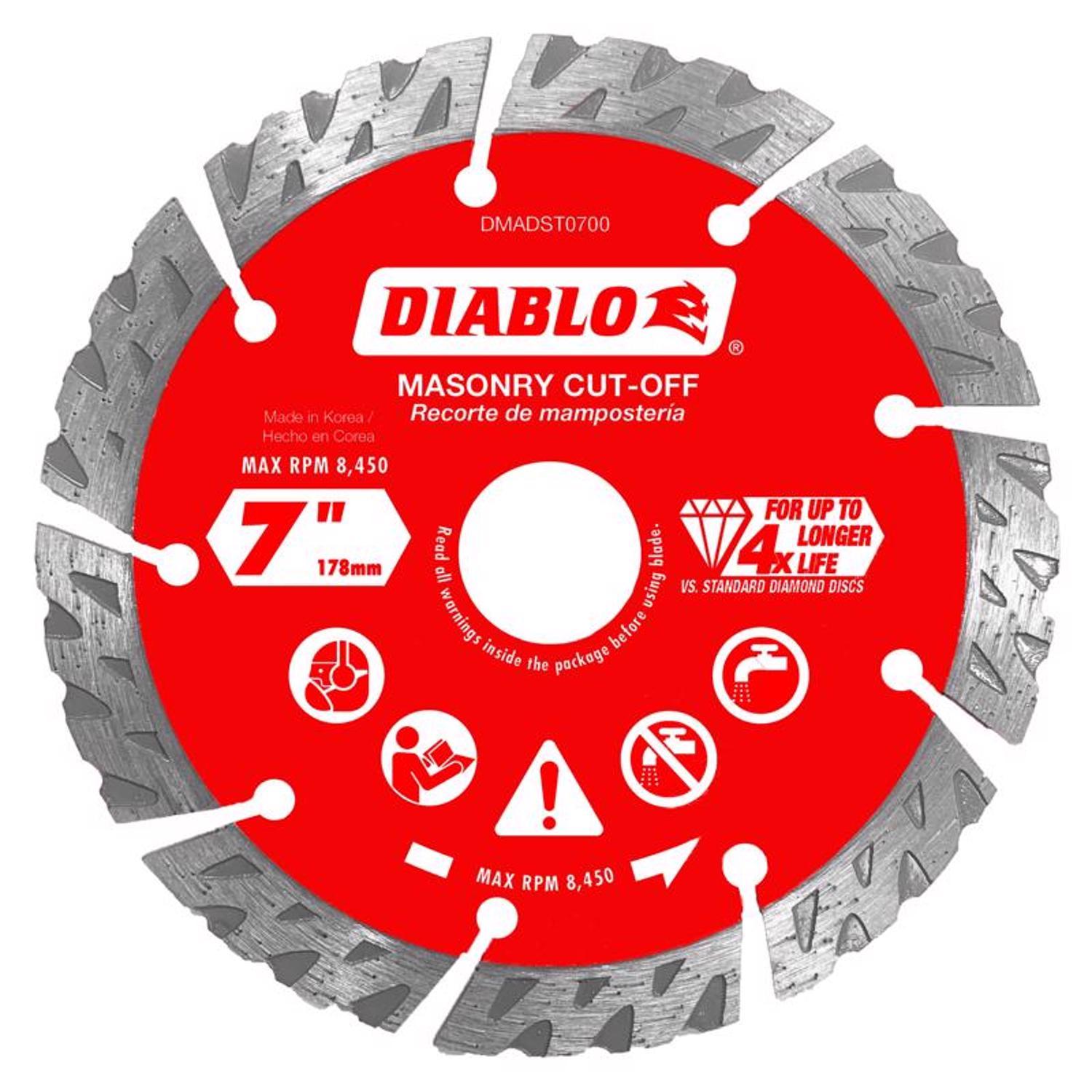 Diablo 7 in. D X 7/8 in. X.102 in. thick Diamond Segmented Turbo Masonry Cut-Off Disc
