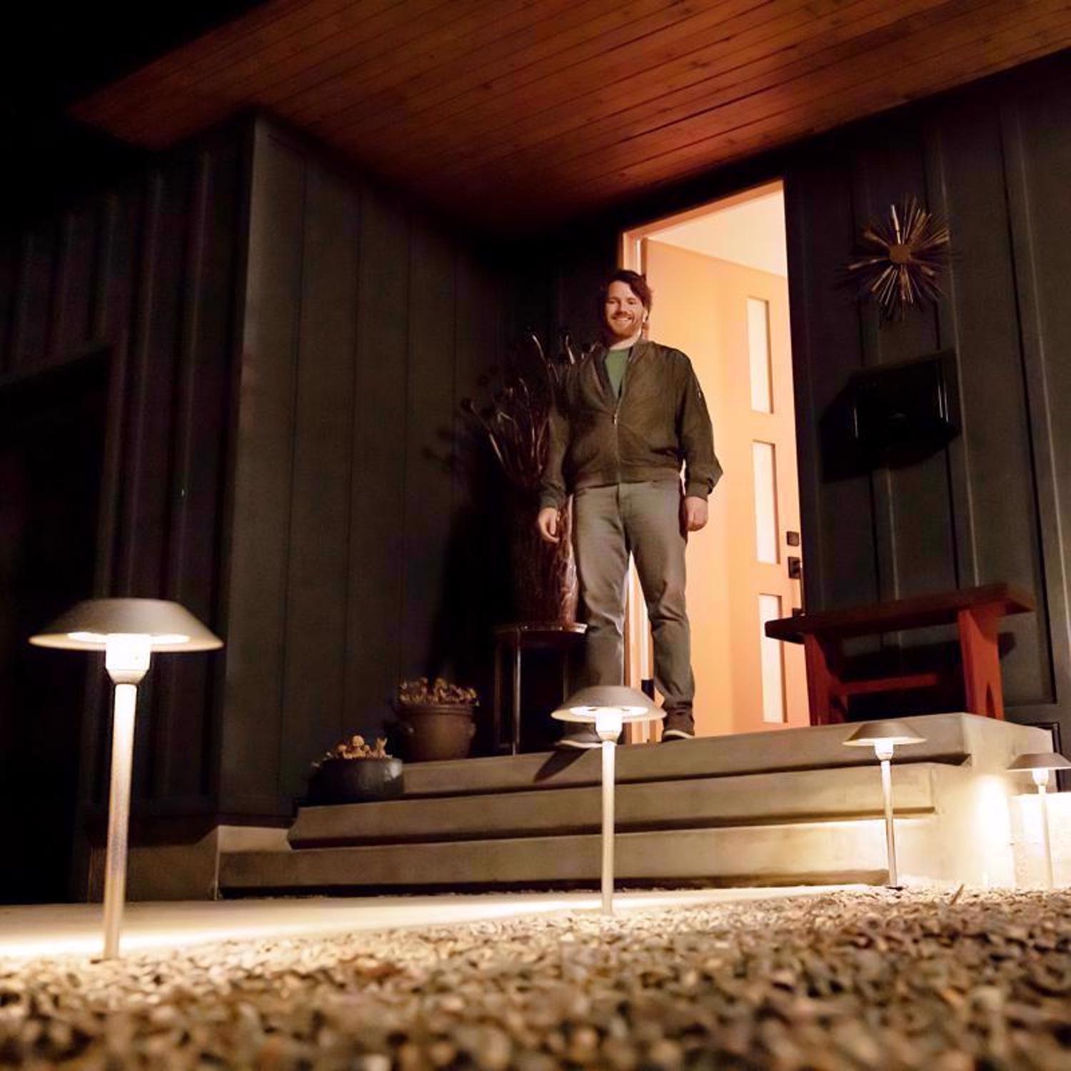 Feit OneSync Brushed Nickel Solar Powered 0.4 W LED Pathway Light 2 pk