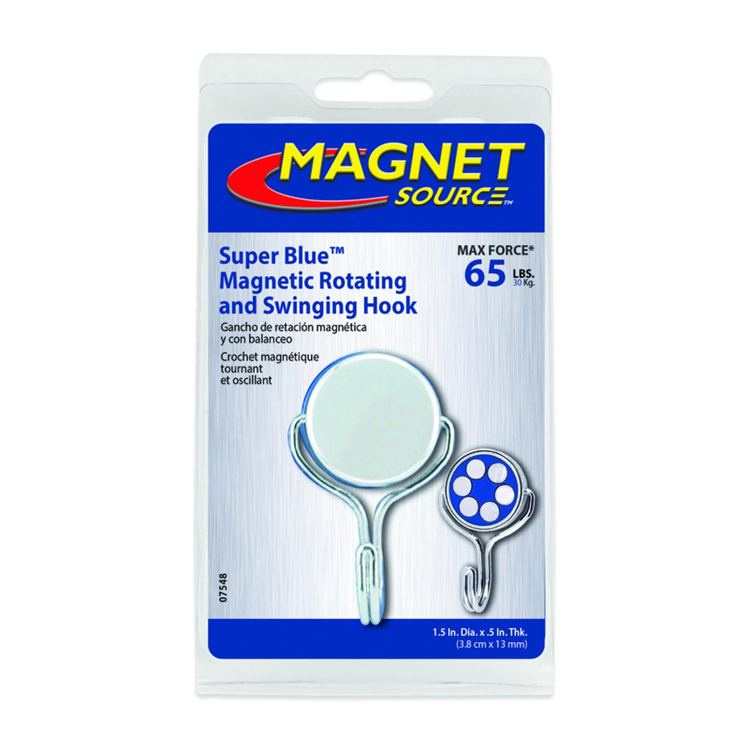 Magnet Source.5 in. L X 1.5 in. W Silver Magnetic Hook 65 lb. pull 1 pc