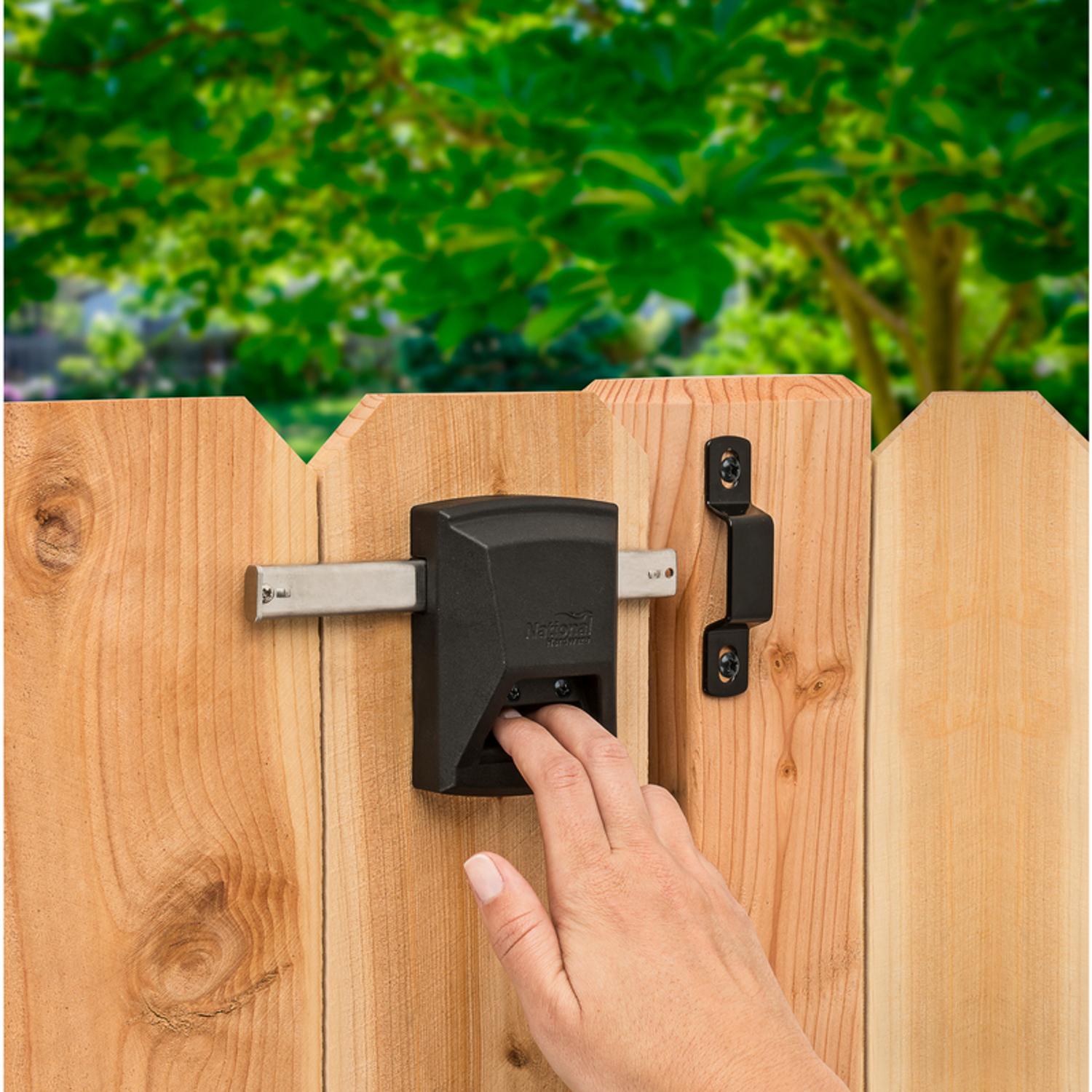 National Hardware SmartKey 3.35 in. L Black Metal Gate Lock 1 pk