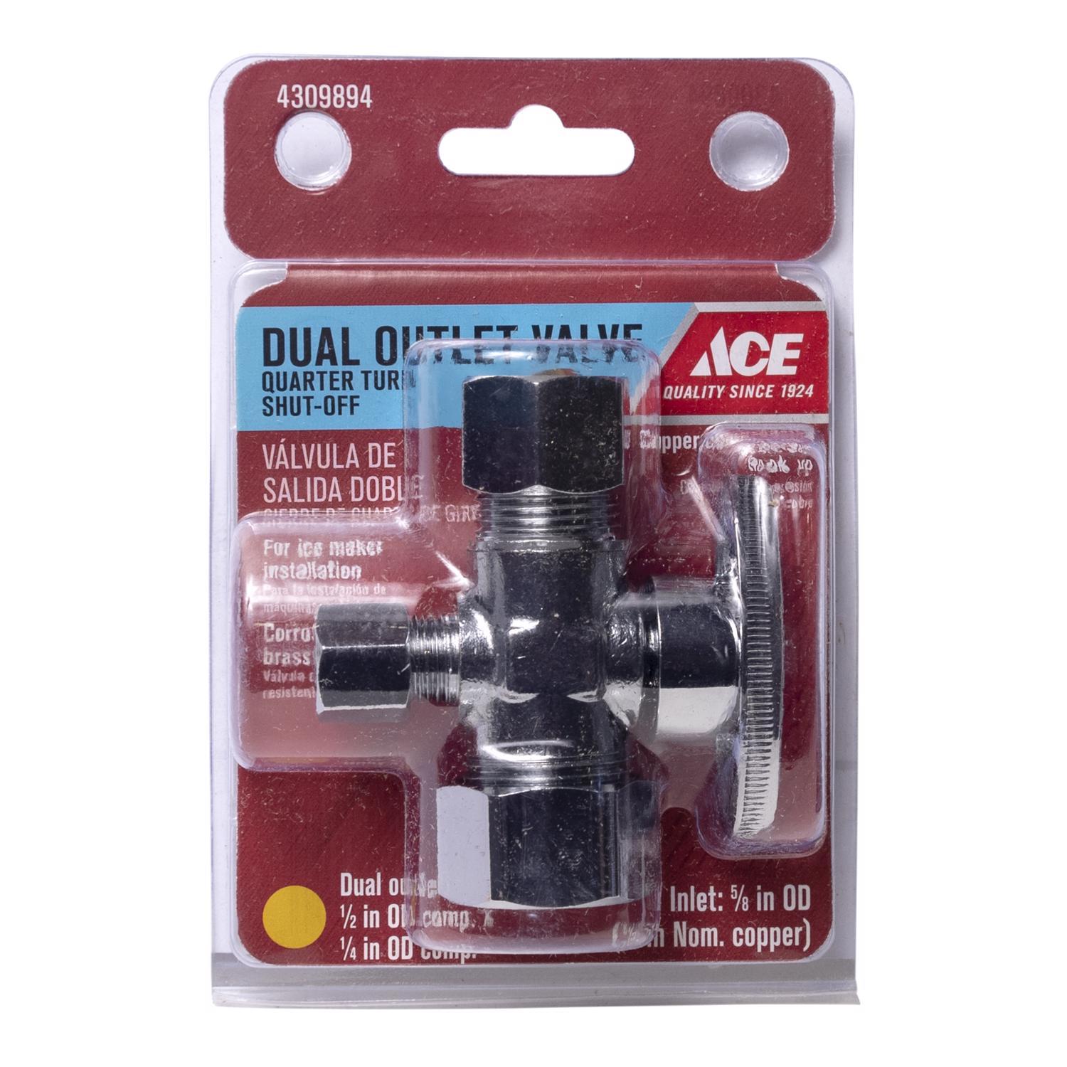 Ace 1/2 in. FPT X 1/2 in. Brass Dual Outlet Angle Stop