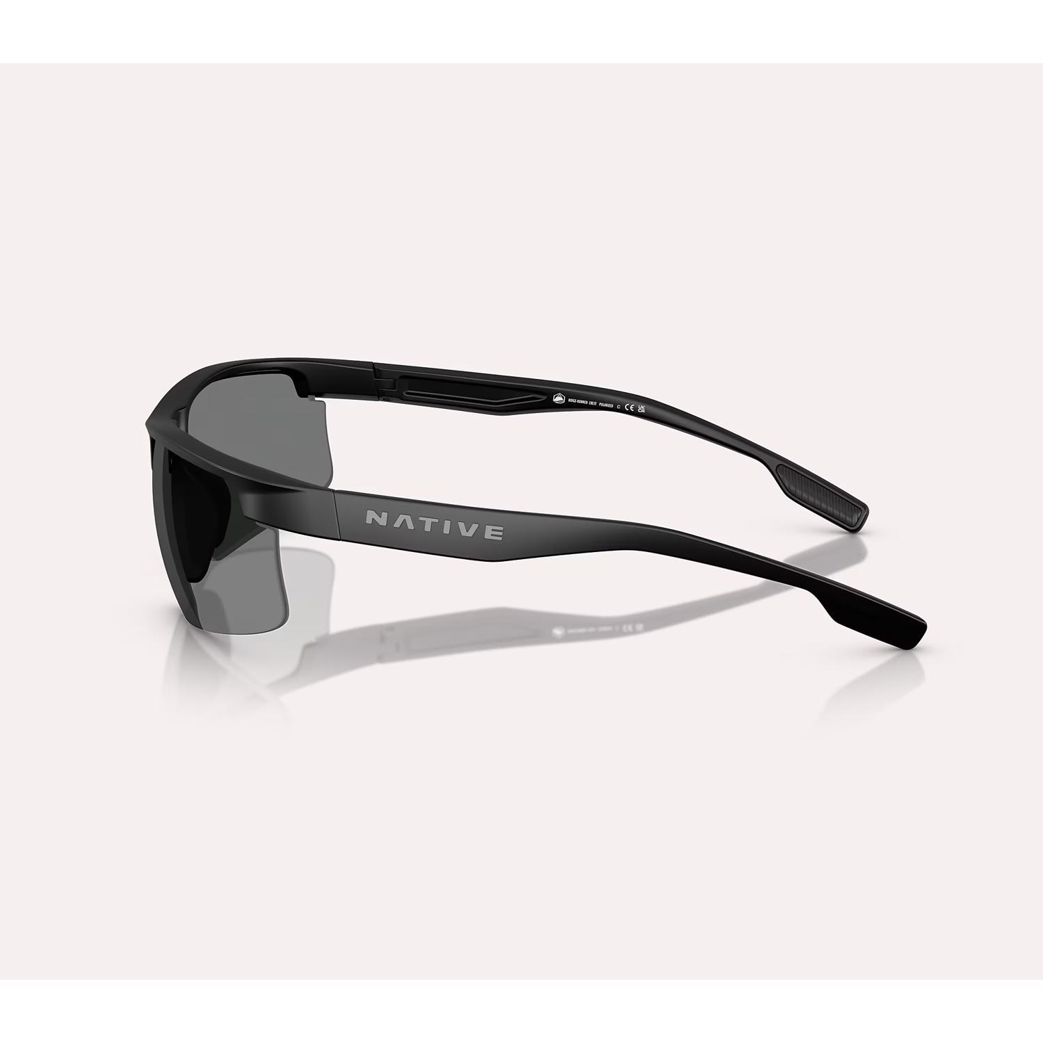 Native Ridge-Runner Crest Sunglasses Men's Matte Black Frame Grey Lens Polarized Blue Light Blocking