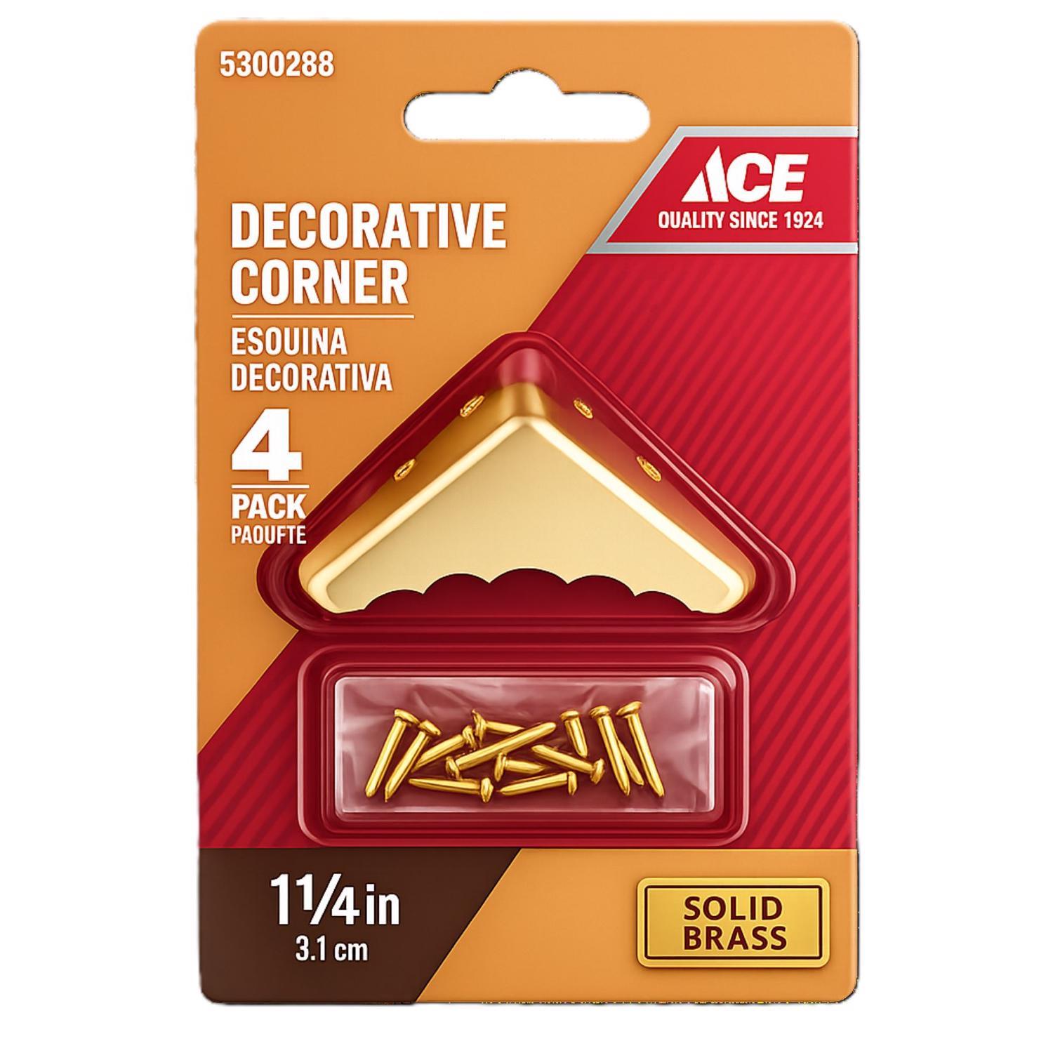 Ace Polished Brass Decorative Corner 0.6 in. 1.25 in. 4 pk