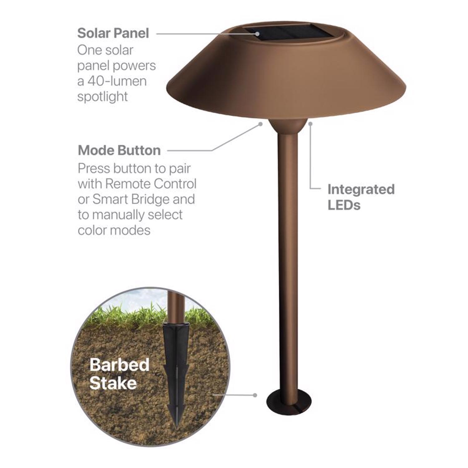Feit OneSync Bronze Solar Powered 0.4 W LED Pathway Light 1 pk