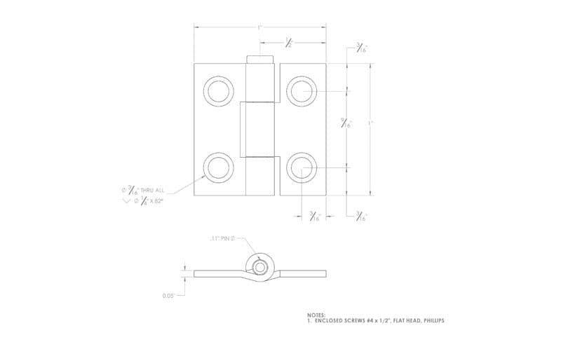 Ace.9 in. W X 1 in. L Stainless Steel Silver Stainless Steel Narrow Hinge 2 pk