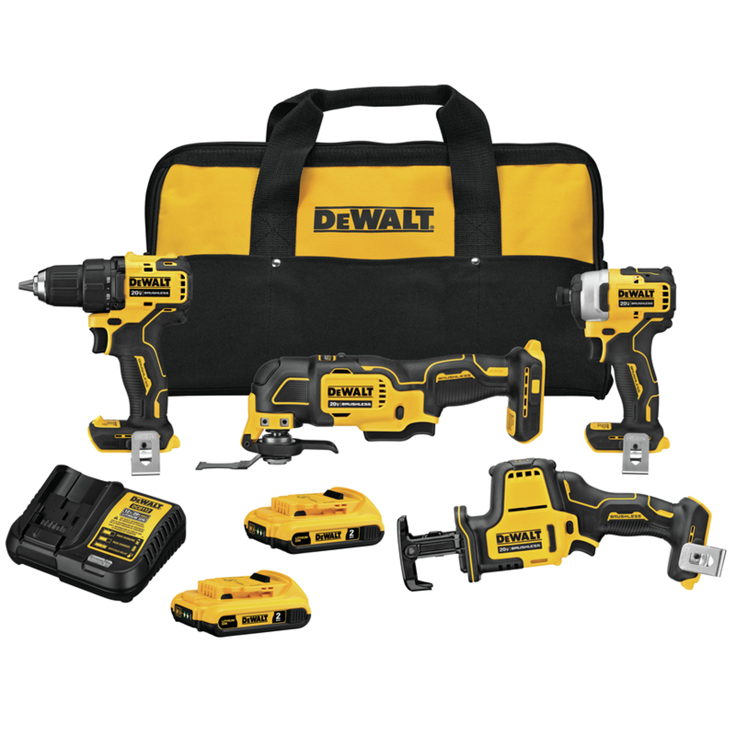 DEWALT 20V MAX ATOMIC Cordless Brushless 4 Tool Combo Kit