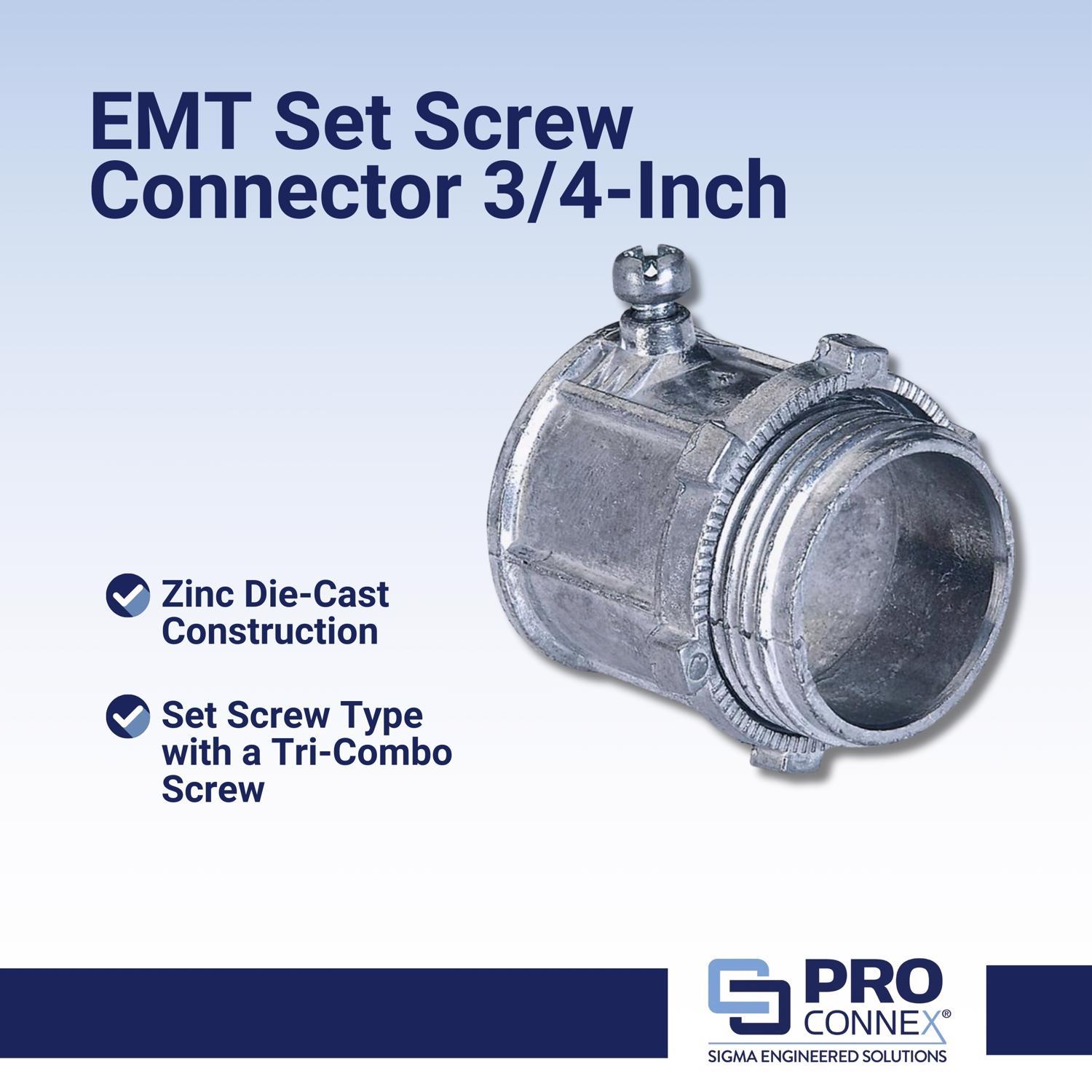 Sigma Engineered Solutions ProConnex 3/4 in. D Die-Cast Zinc Set Screw Connector For EMT 25 pk