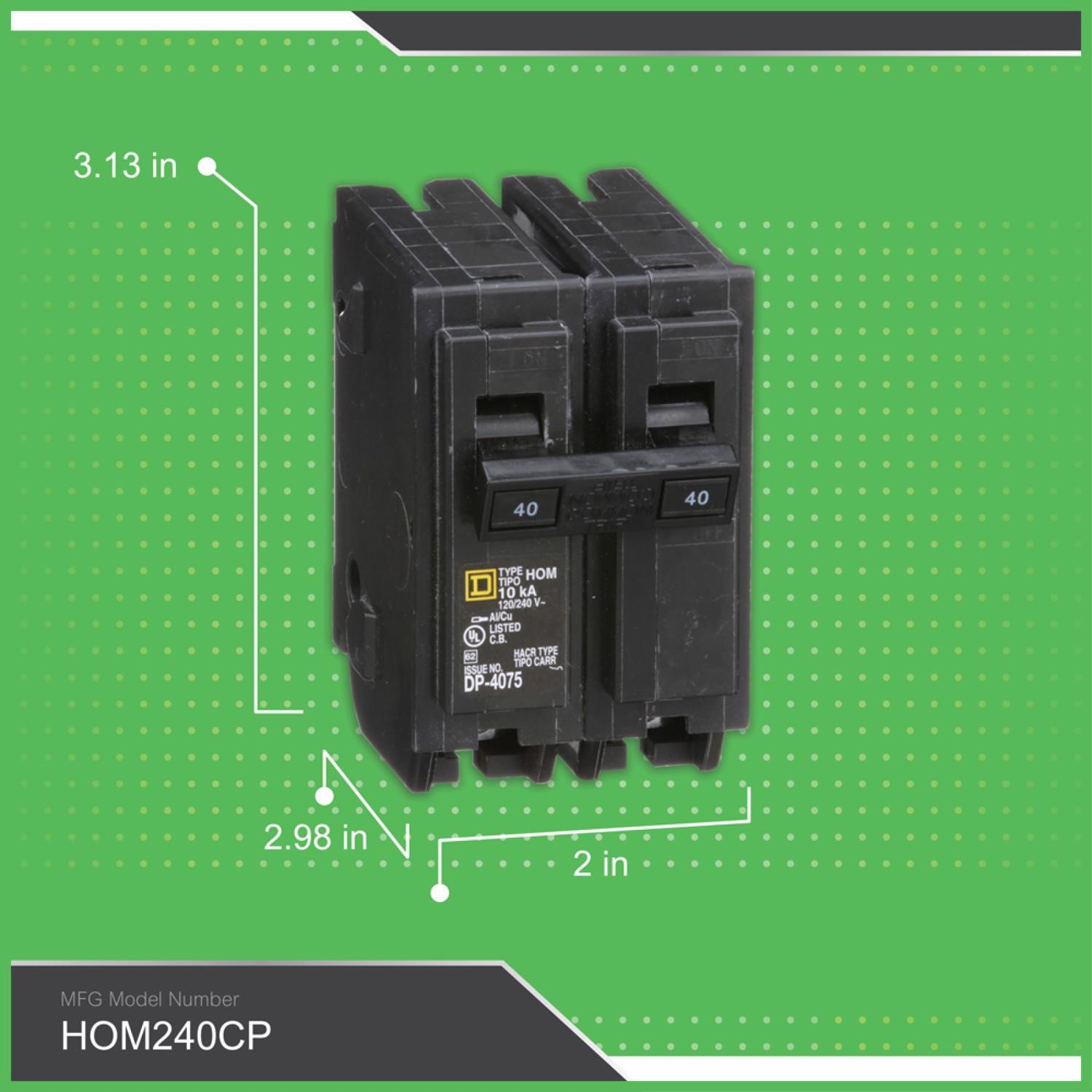 Square D HomeLine 40 amps Surge 2-Pole Circuit Breaker