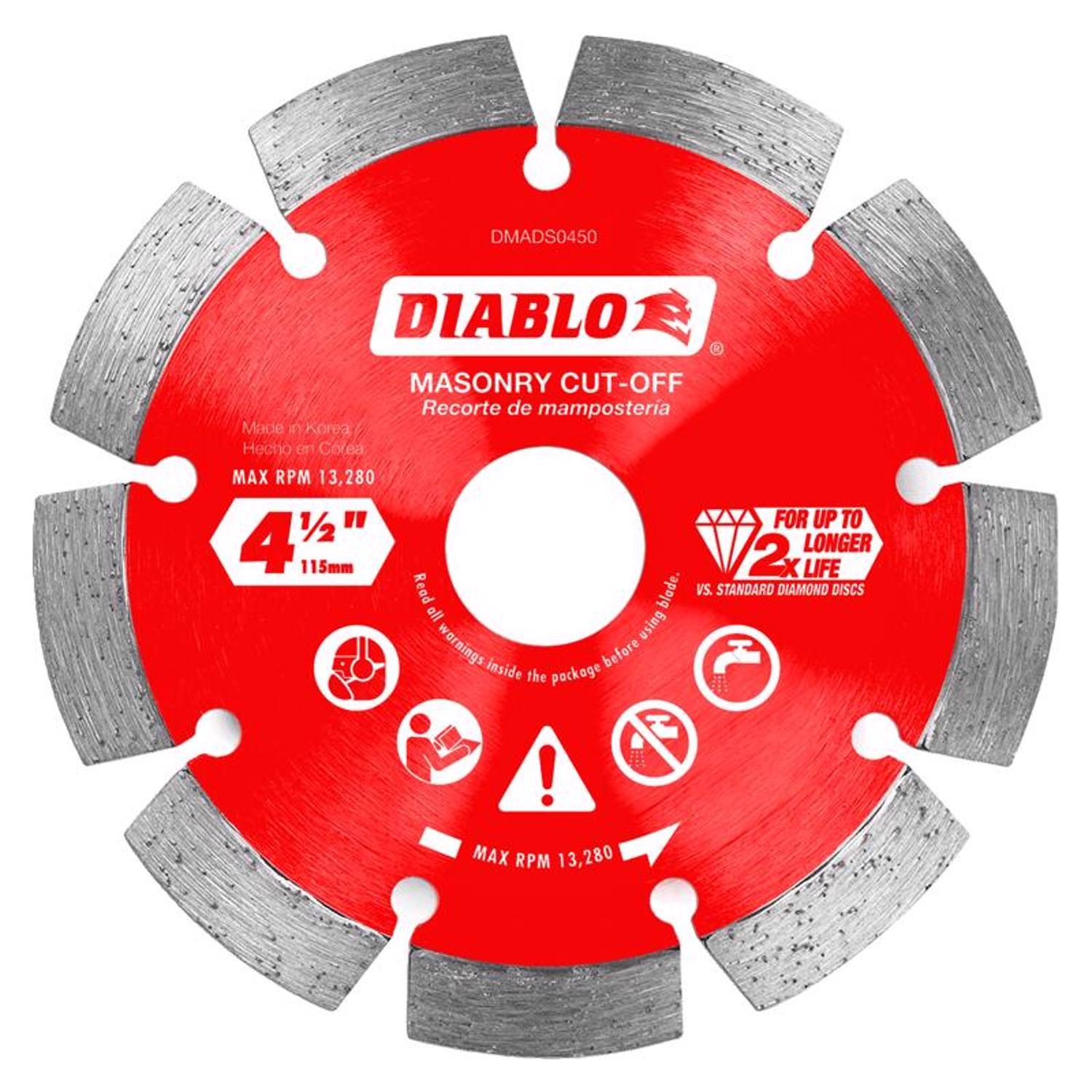 Diablo 4-1/2 in. D X 7/8 in. X.087 in. thick Diamond Masonry Cut-Off Disc 1 pk