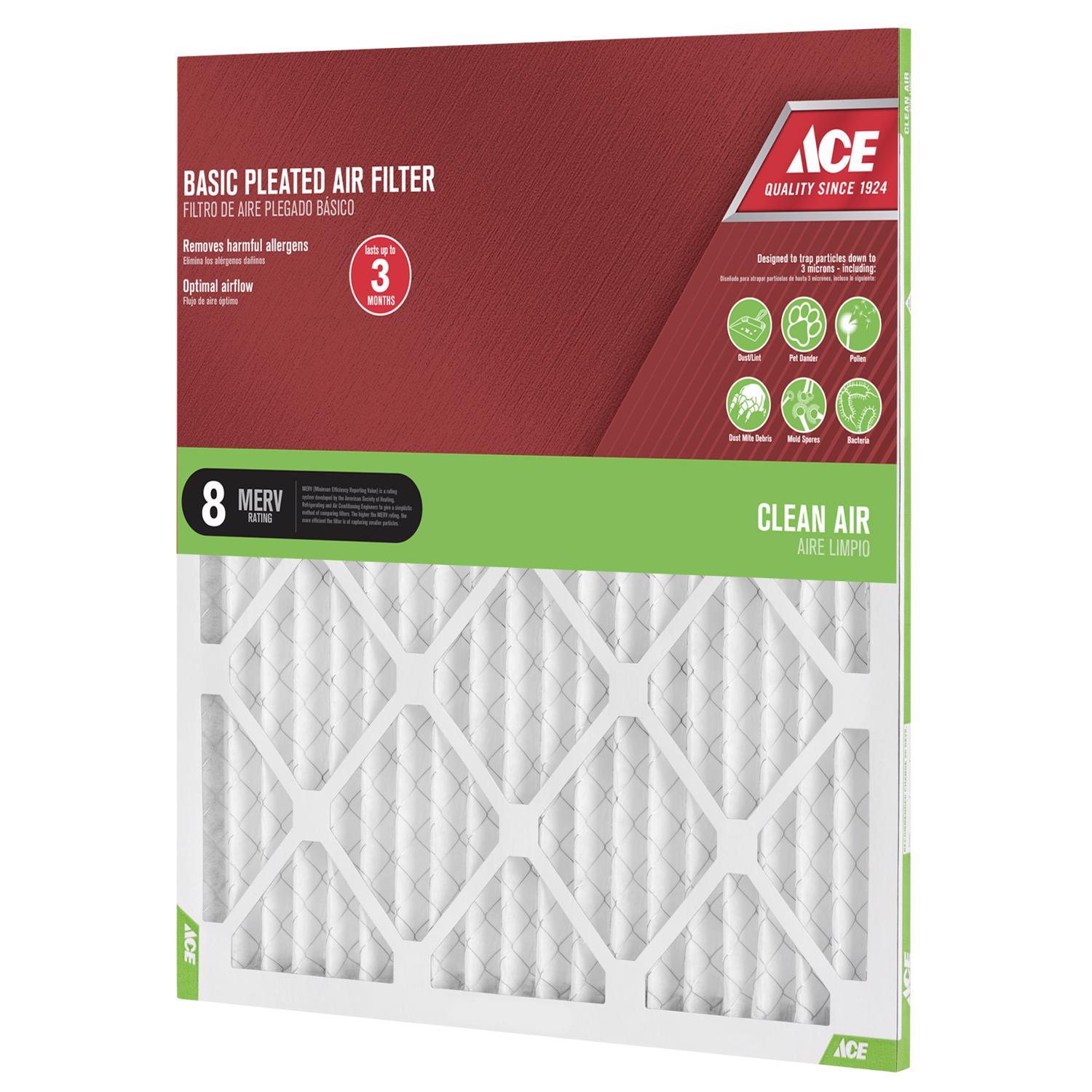 Ace 20 in. W X 24 in. H X 1 in. Synthetic 8 MERV Pleated Air Filter 1 pk