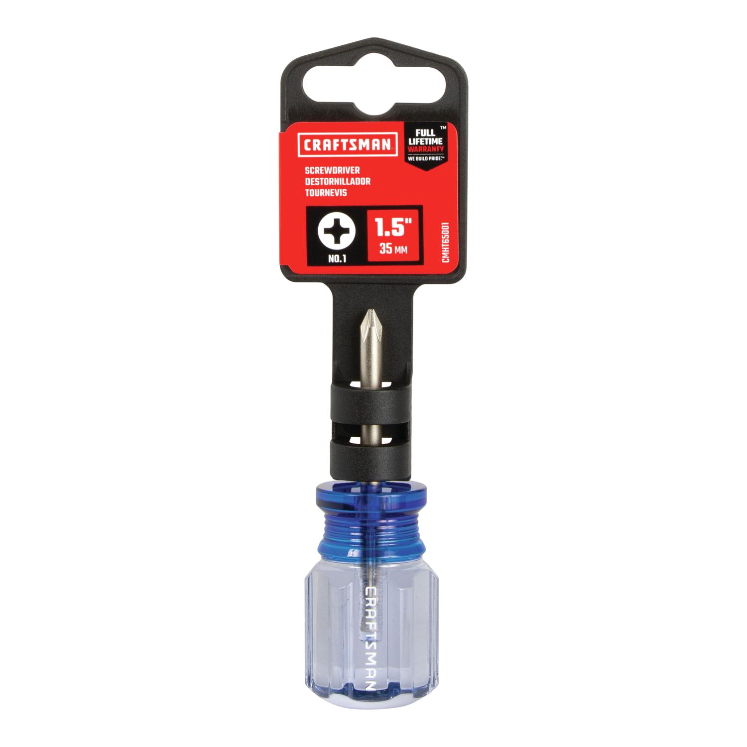 Craftsman No. 1 X 1-1/2 in. L Phillips Stubby Screwdriver 1 pc