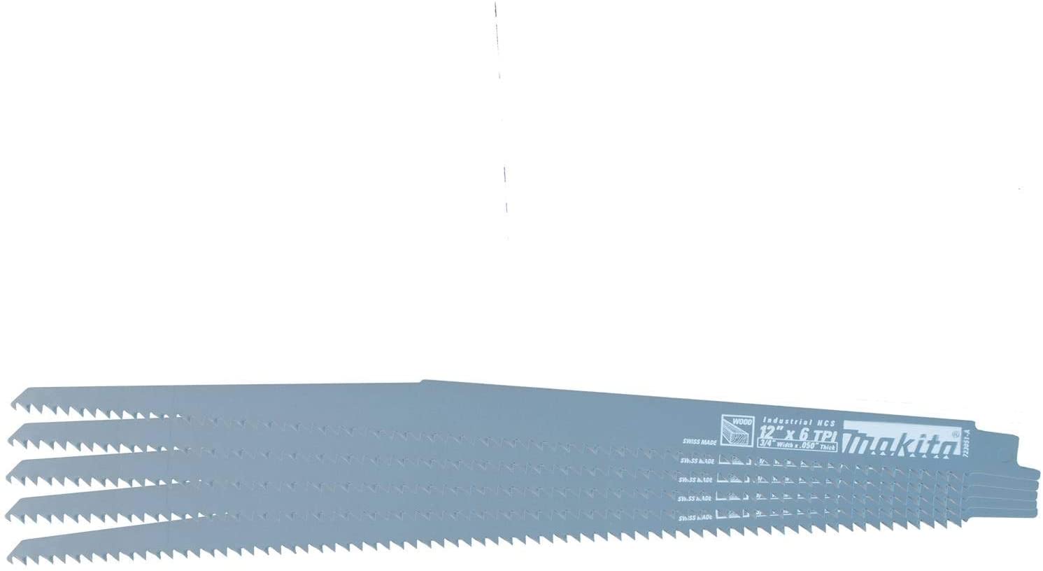6" Wood Cutting Recipro Saw Blade, 6TPI, 5/pk