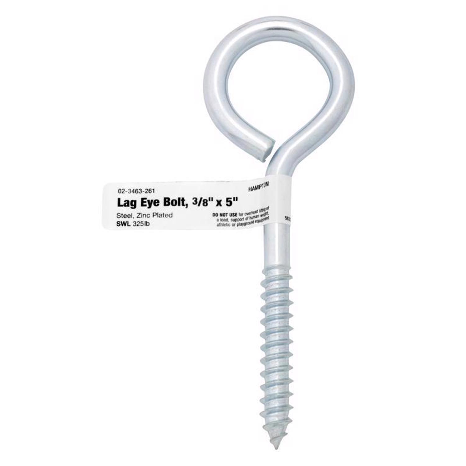Hampton 3/8 in. X 5 in. L Zinc-Plated Steel Lag Thread Eyebolt Nut Included
