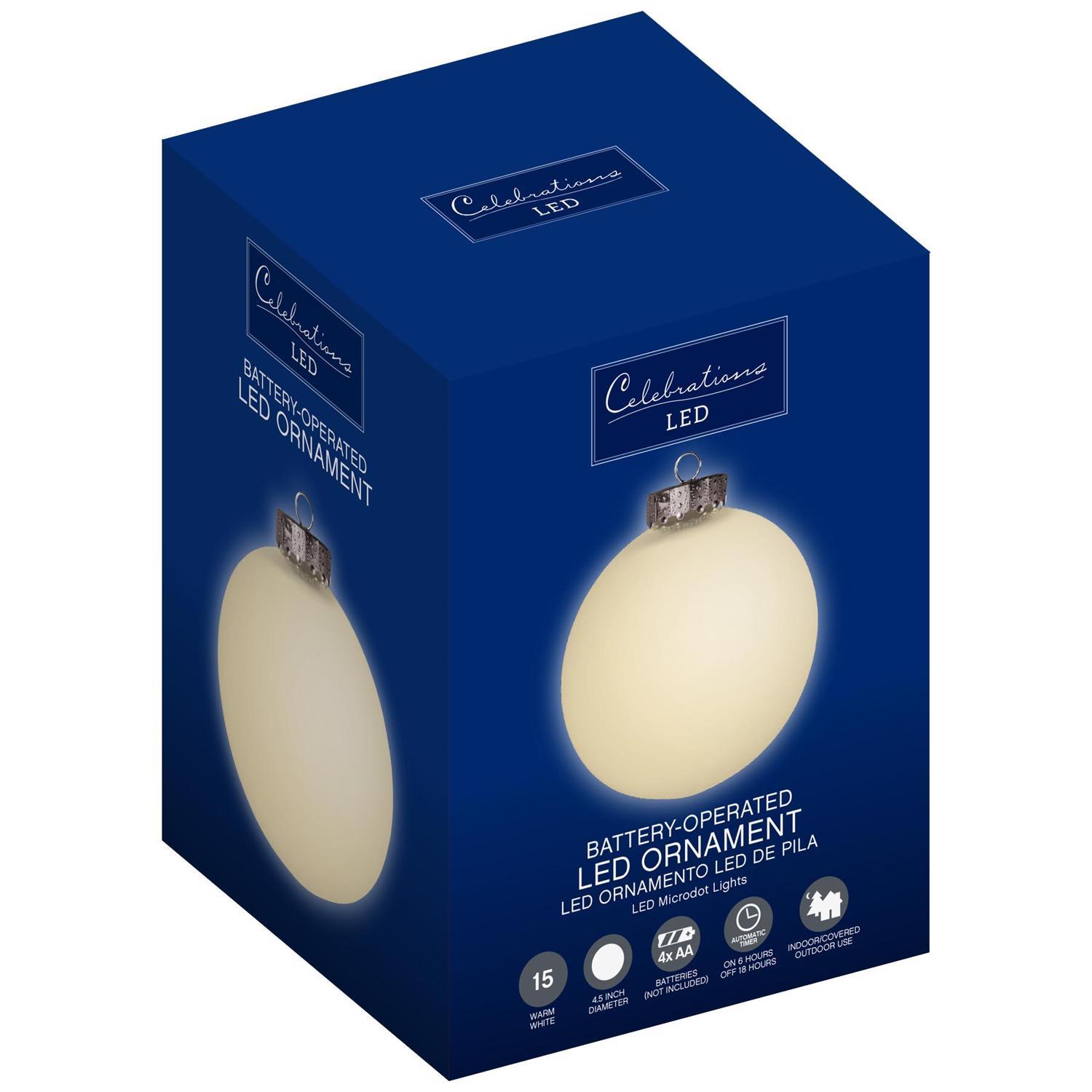 Celebrations LED Warm White Ornament 5 in. Hanging Decor