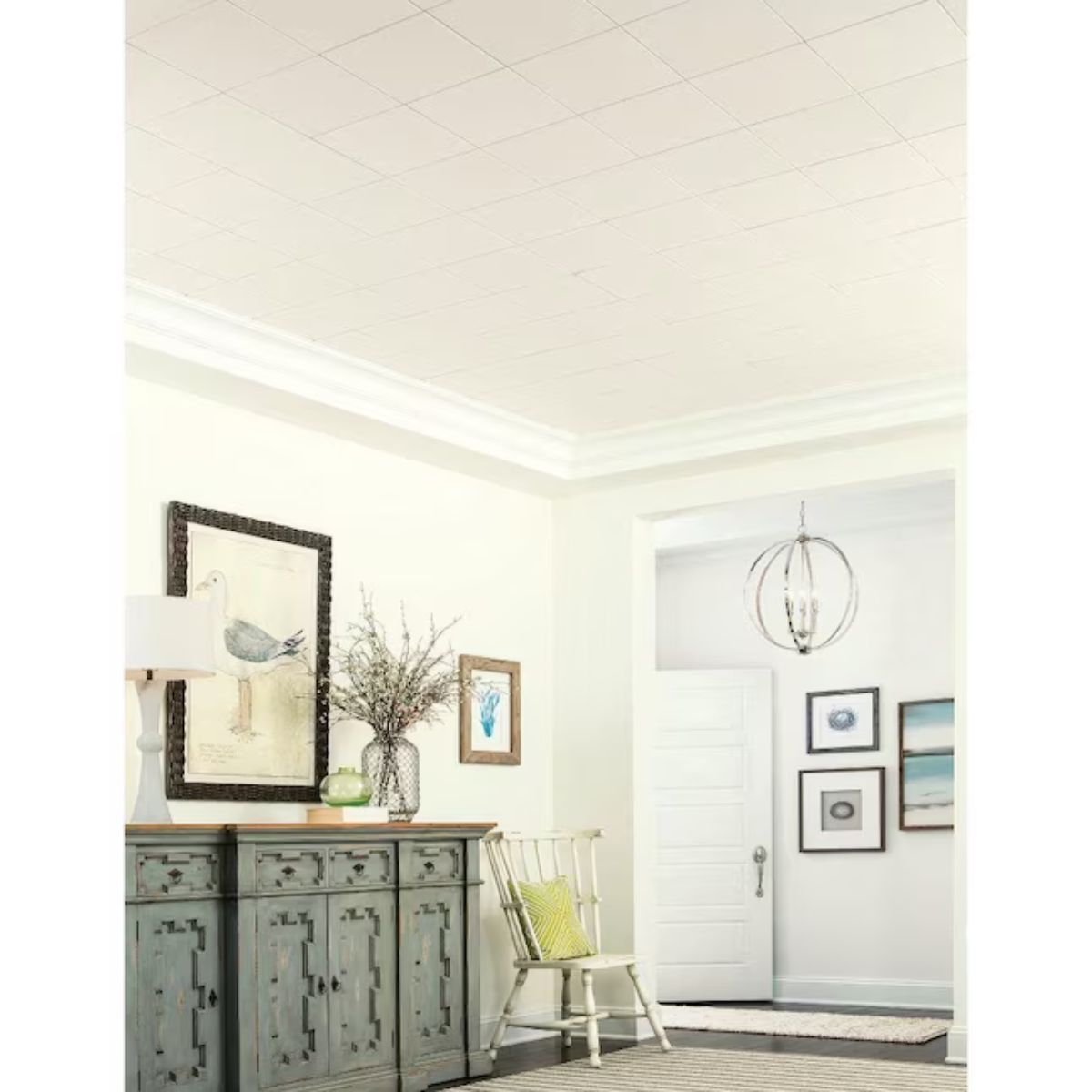 Armstrong Ceilings 1-ft. x 1-ft. Washable White White Mineral fiber Surface-mount Ceiling Tile