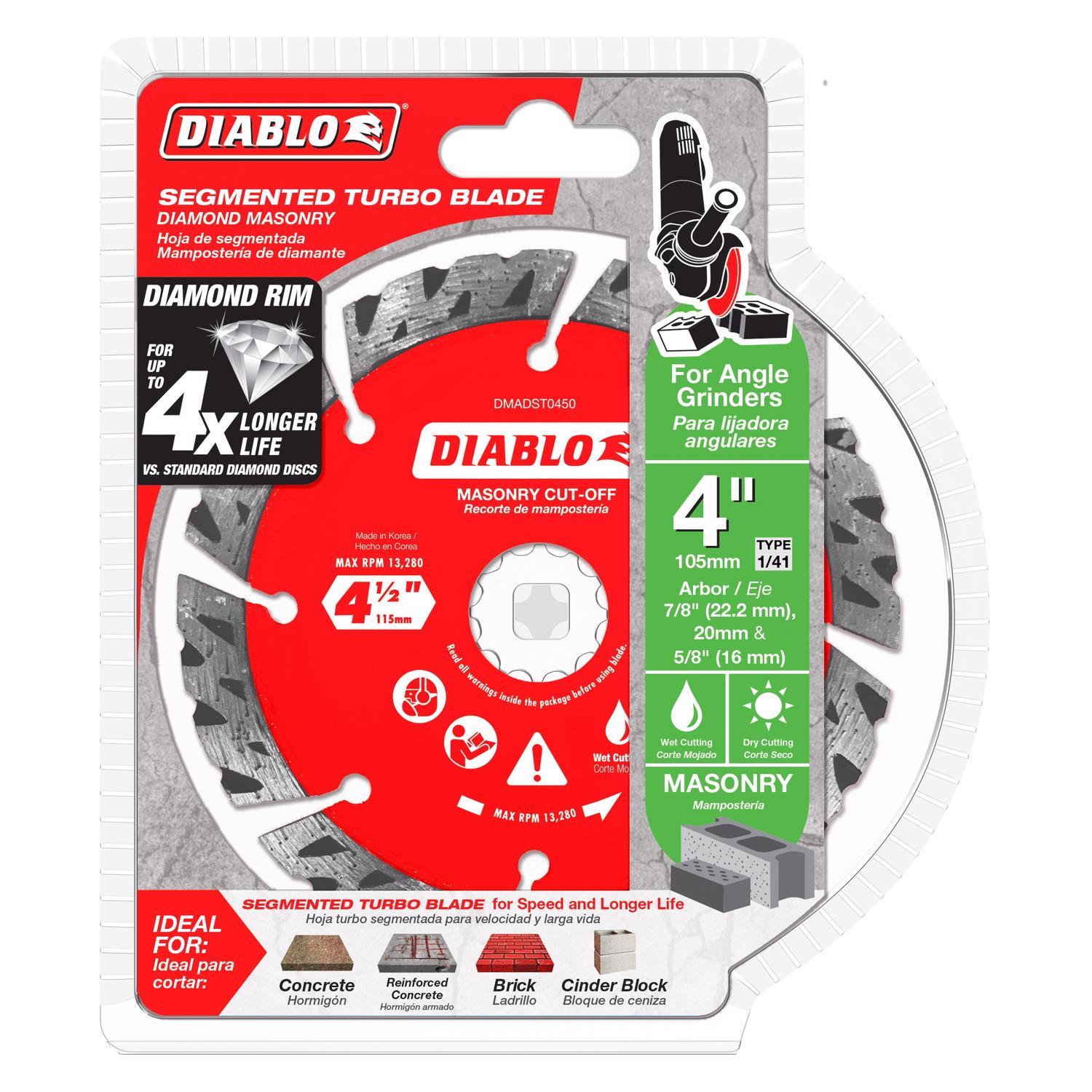 Diablo 4 in. D X 7/8 in. X.094 in. thick Diamond Segmented Turbo Masonry Cut-Off Disc