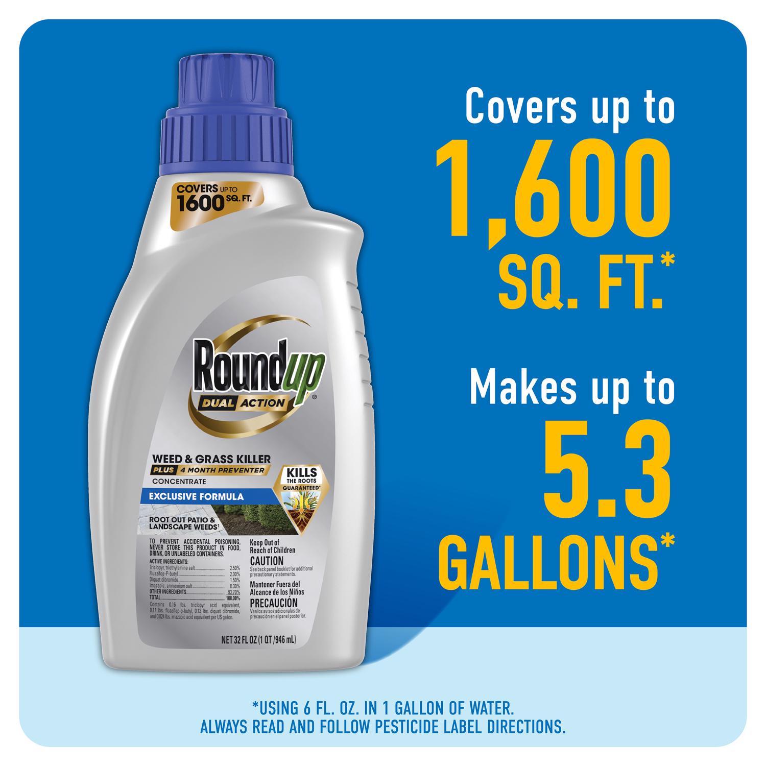 Roundup Dual Action Weed and Grass Killer Concentrate 32 oz
