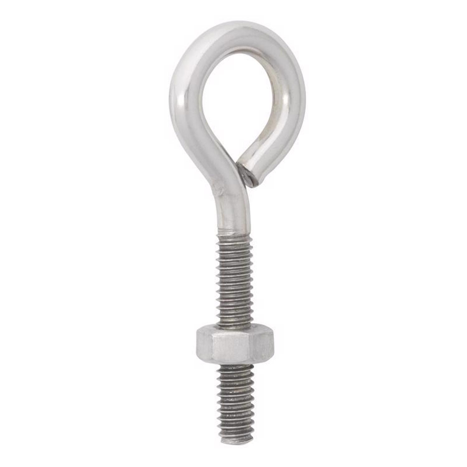 Hampton 1/4 in. X 2-5/8 in. L Stainless Stainless Steel Eyebolt Nut Included